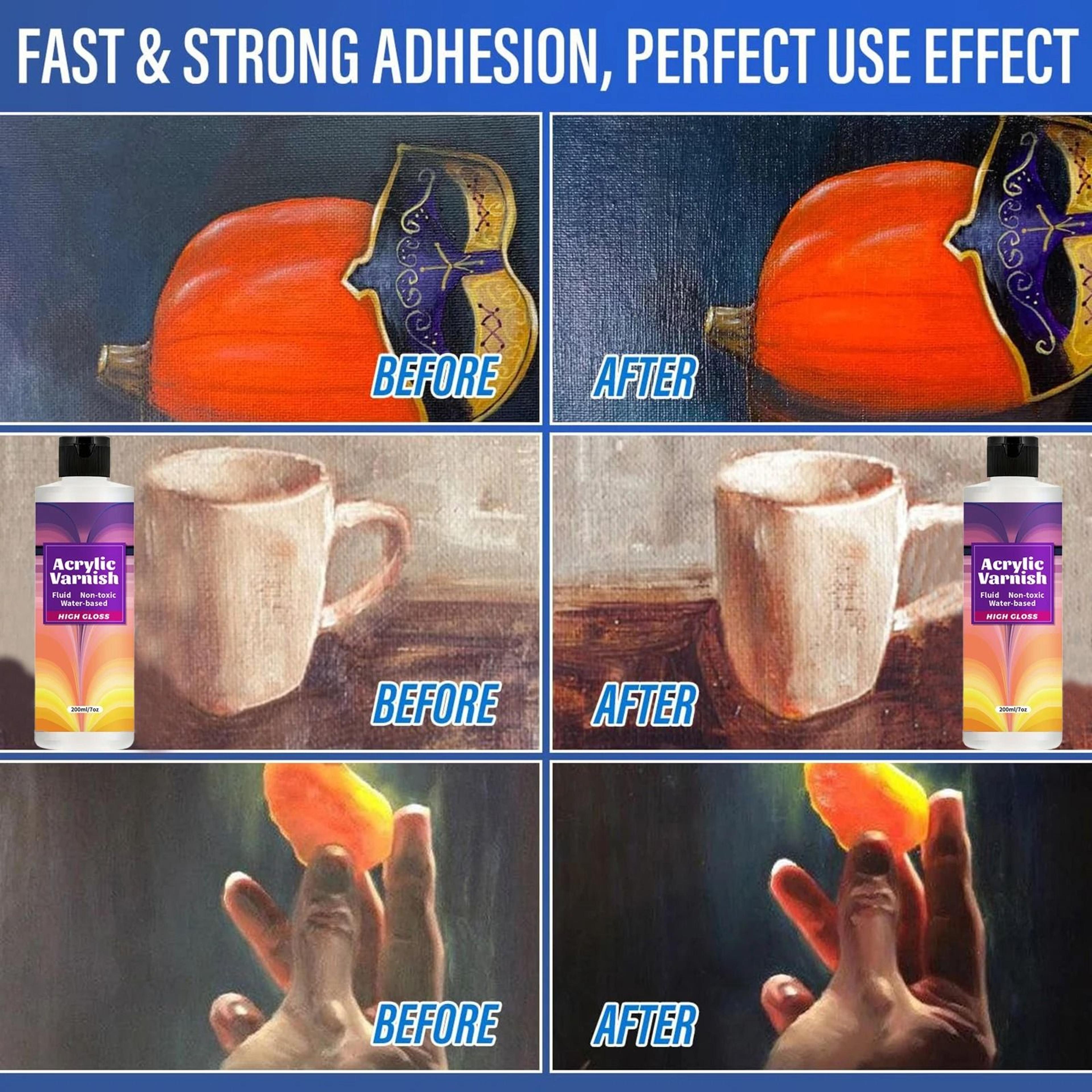 200ML Acrylic Varnish High Gloss Finish Protective Clear Coat For Paintings And Crafts 3