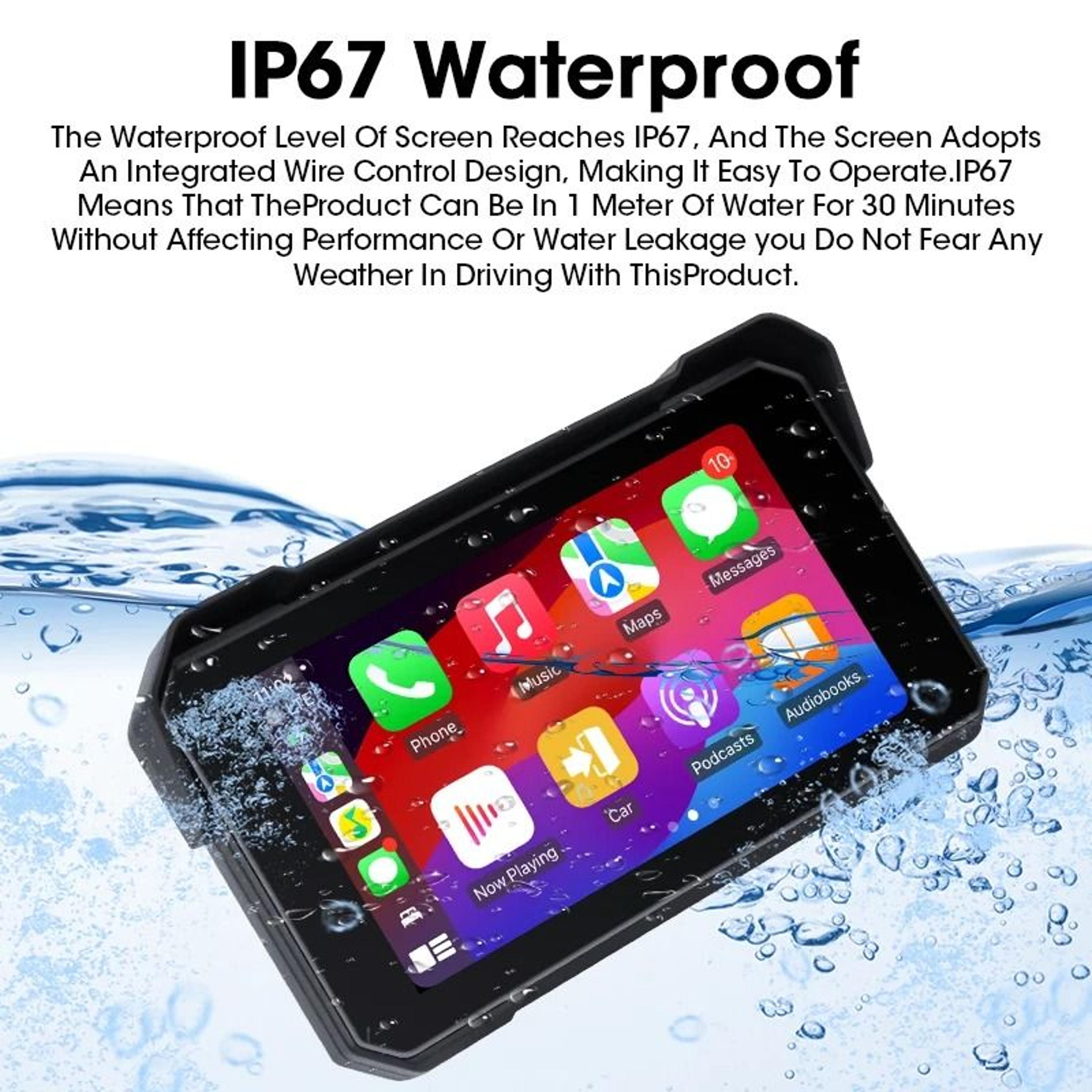 Motorcycle Display Screen With CarPlay Android Auto  Bluetooth Waterproof Navigation Monitor 3
