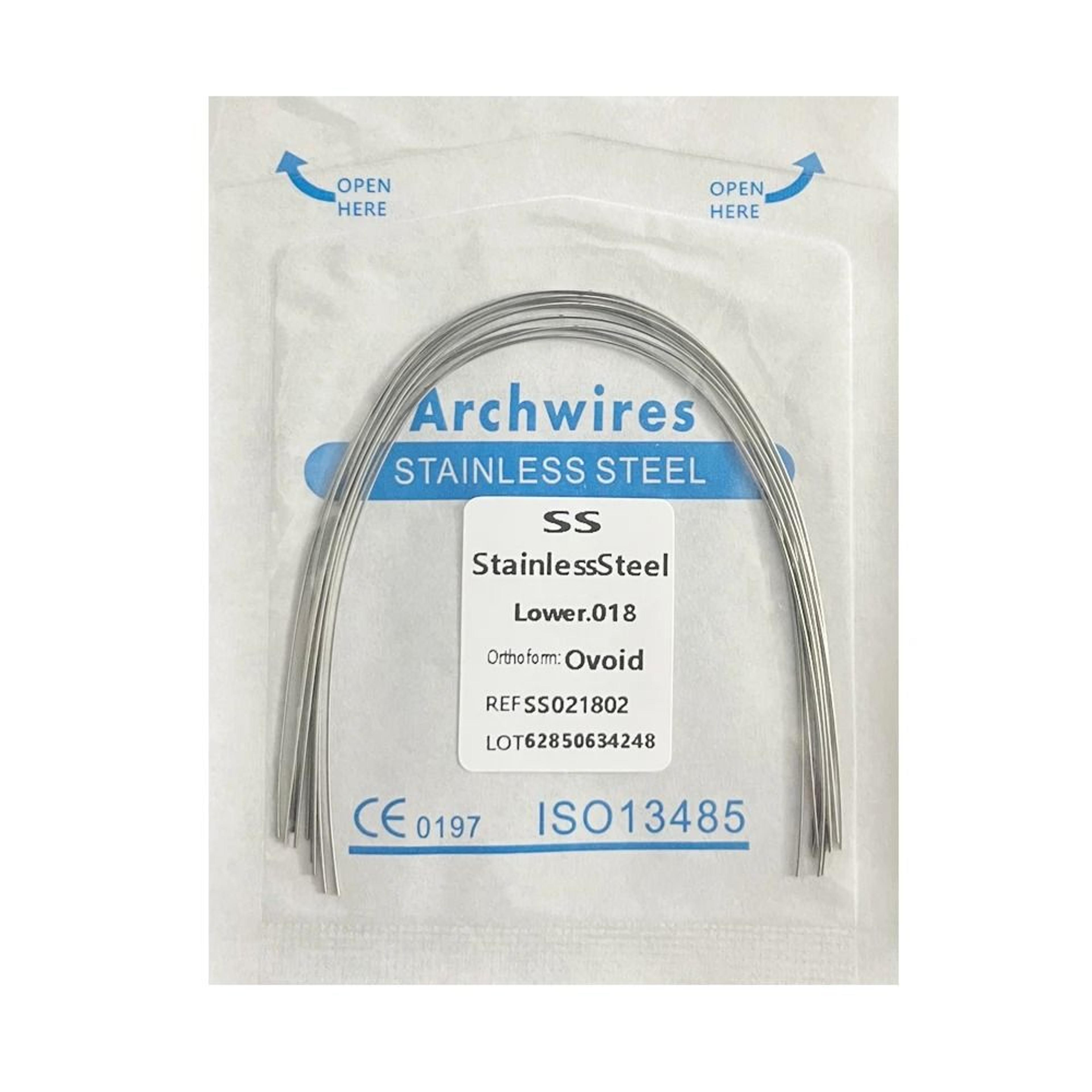 Dental Orthodontic Stainless Steel Arch Wires Round Or Rectangular Form 10pcs Pack 18
