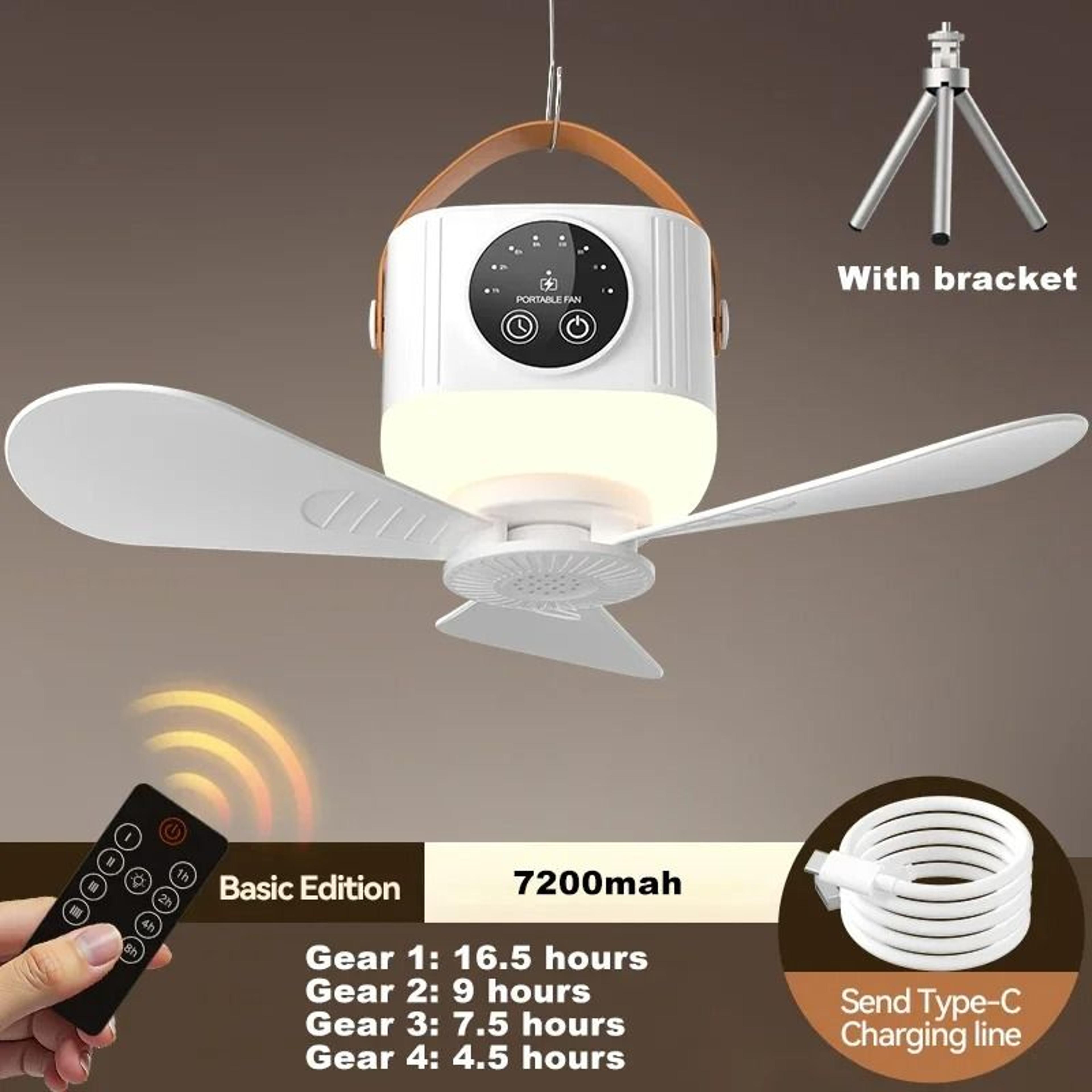 LED Light With Fan Portable Ceiling Lamp With Remote Control 9