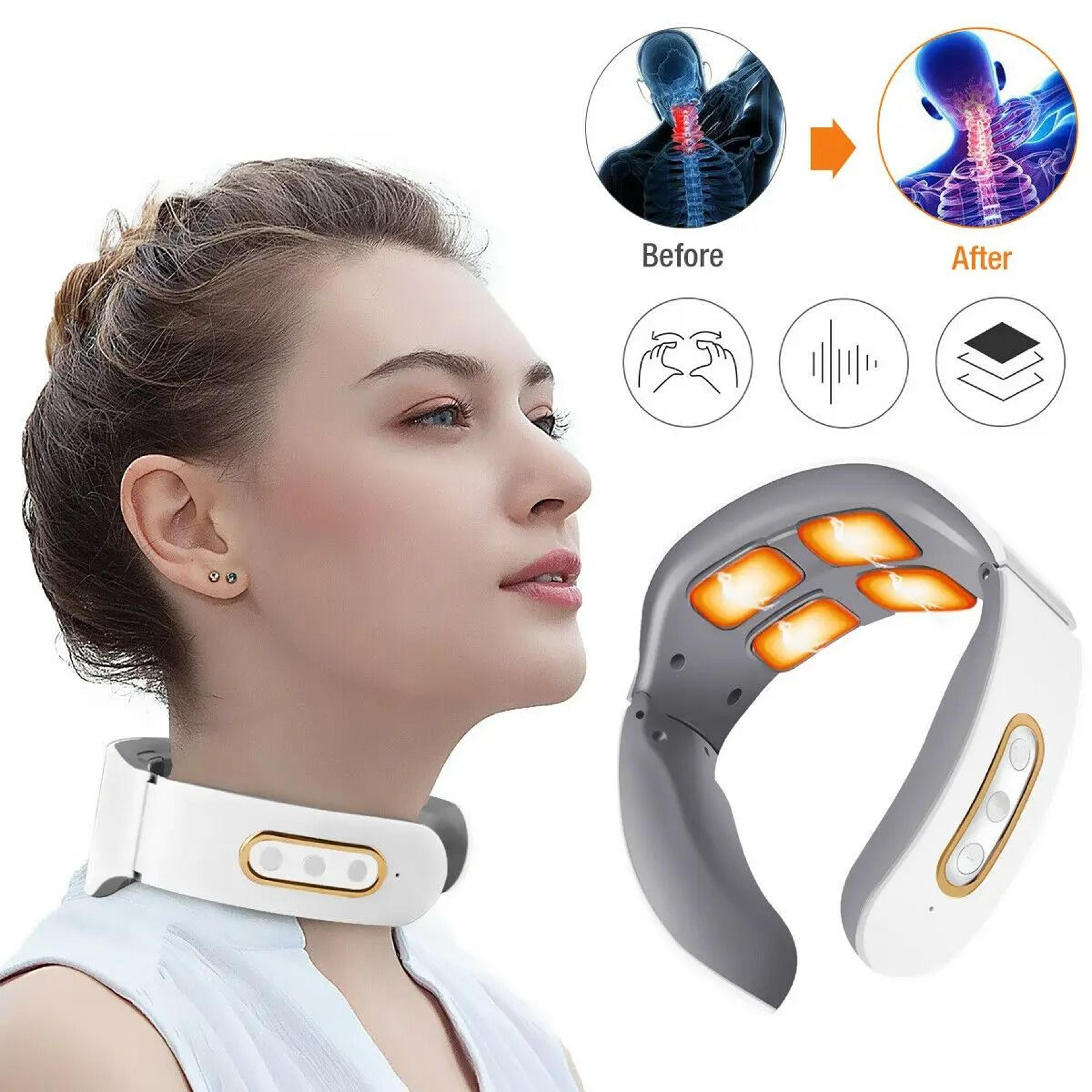 Electric Neck Shoulder Pulse Massager With Heat And TENS Magnetic Pulse Therapy For Pain Relief 0