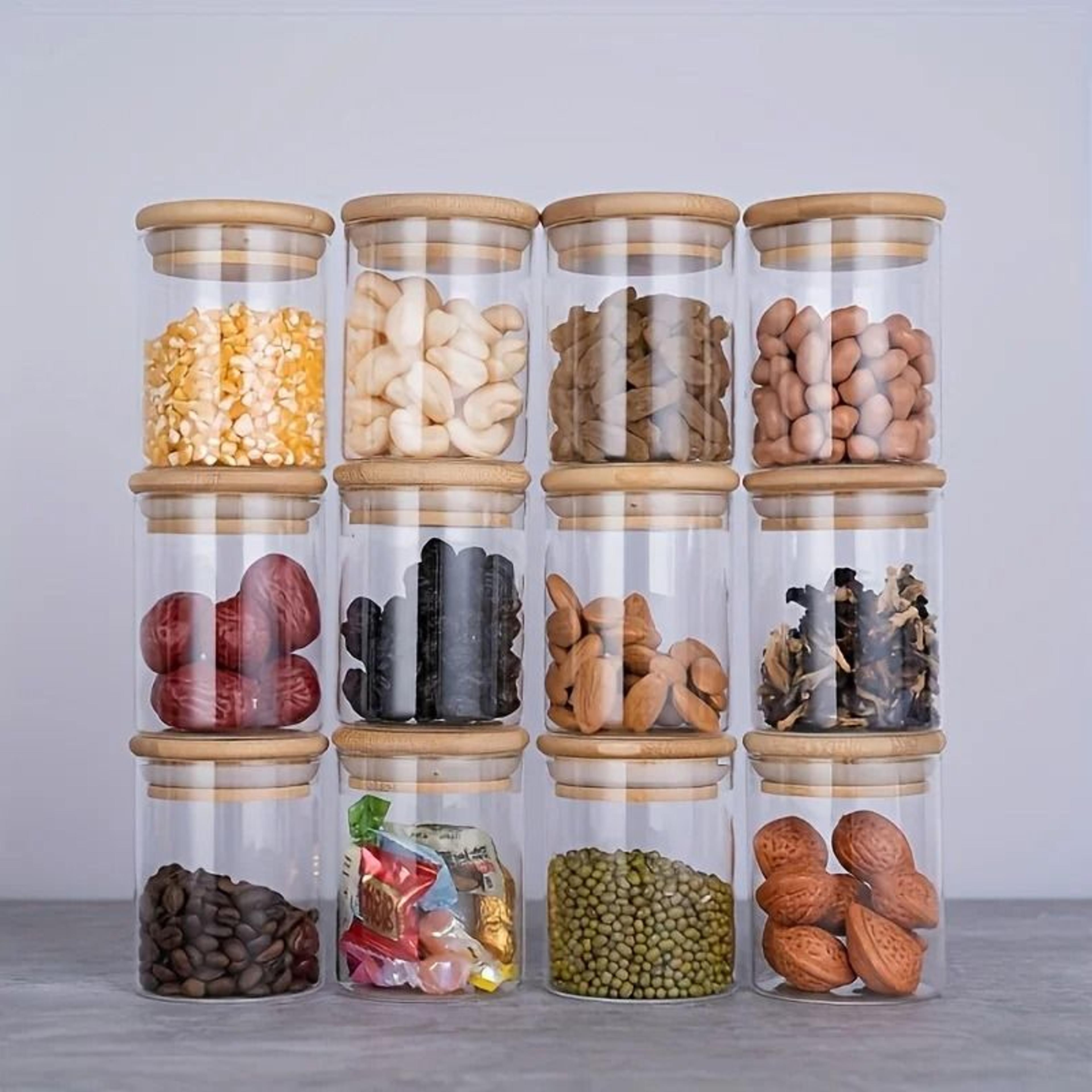 12 Piece Glass Spice Jars With Bamboo Lids And Labels Airtight 8oz Seasoning Containers For Kitchen 1