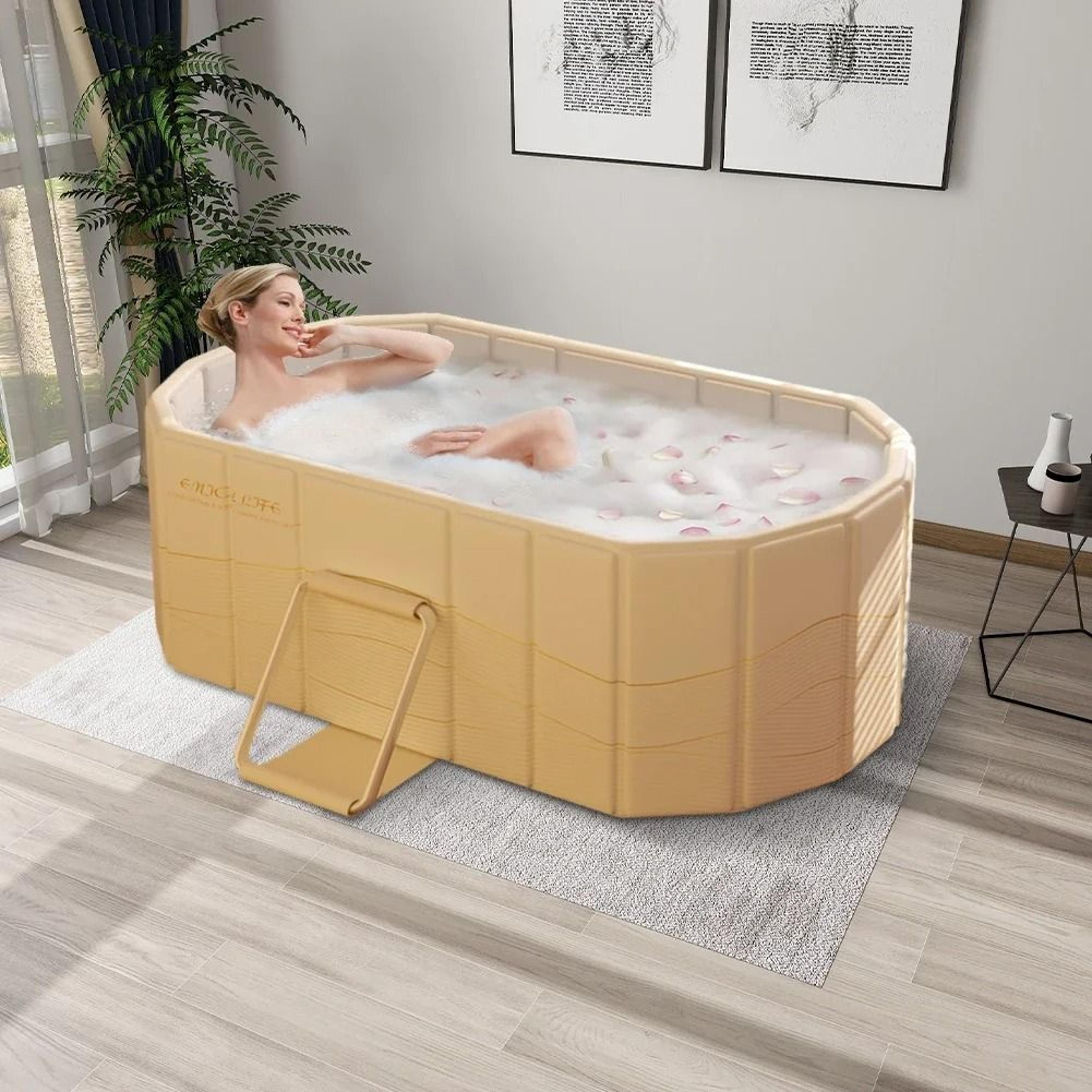 Foldable Portable Hot Tub Collapsible Ice Bath Tub With Dual Drainage Design For Home Cold And Hot  3