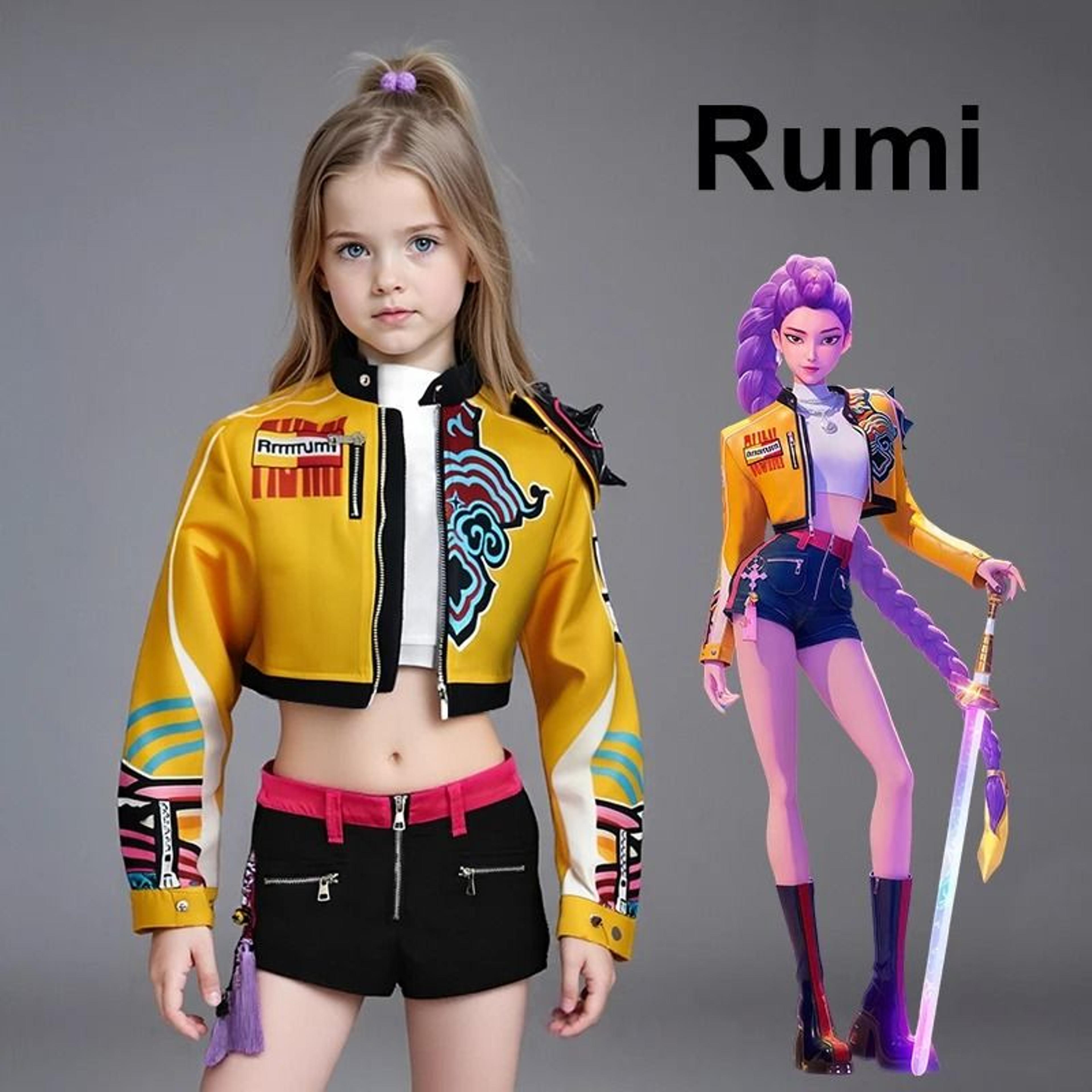 children cosplay performance costume outfit for k-pop rumi group concert and halloween