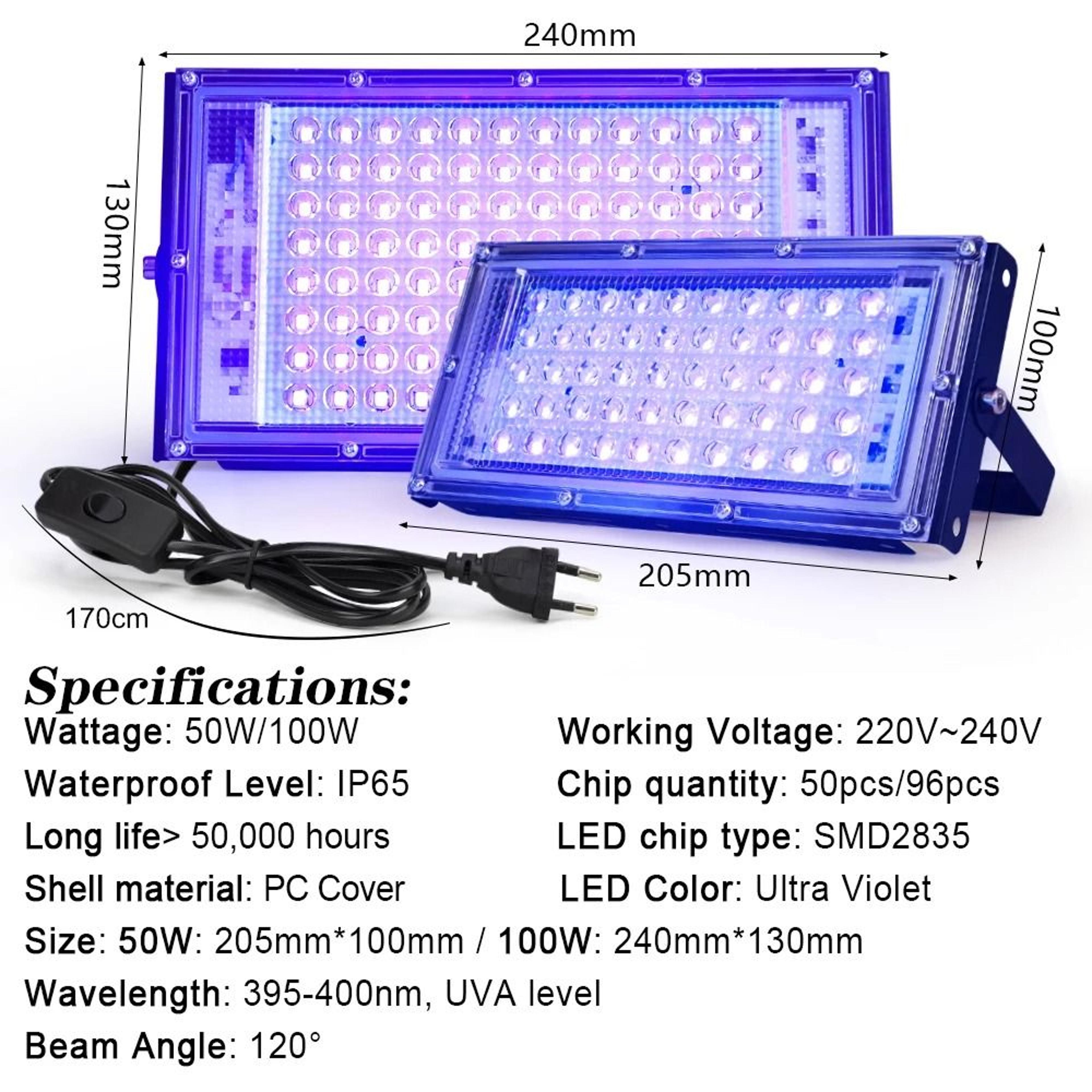 395nm 400nm LED UV Floodlight Waterproof Blacklight Stage Lamp For Party And Outdoor Lighting 2