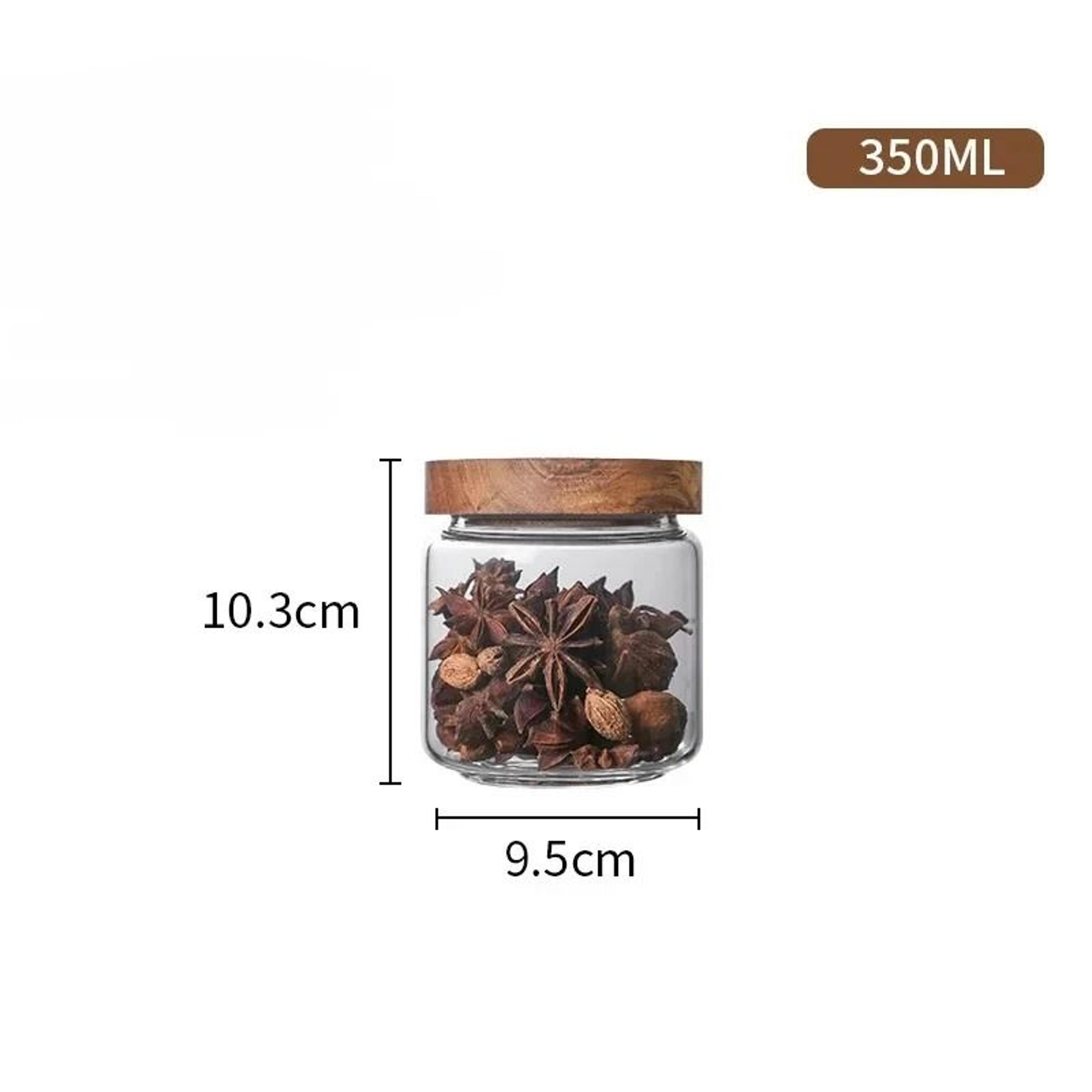 Glass Airtight Storage Jar With Wood Lid For Kitchen And Food Organization 7