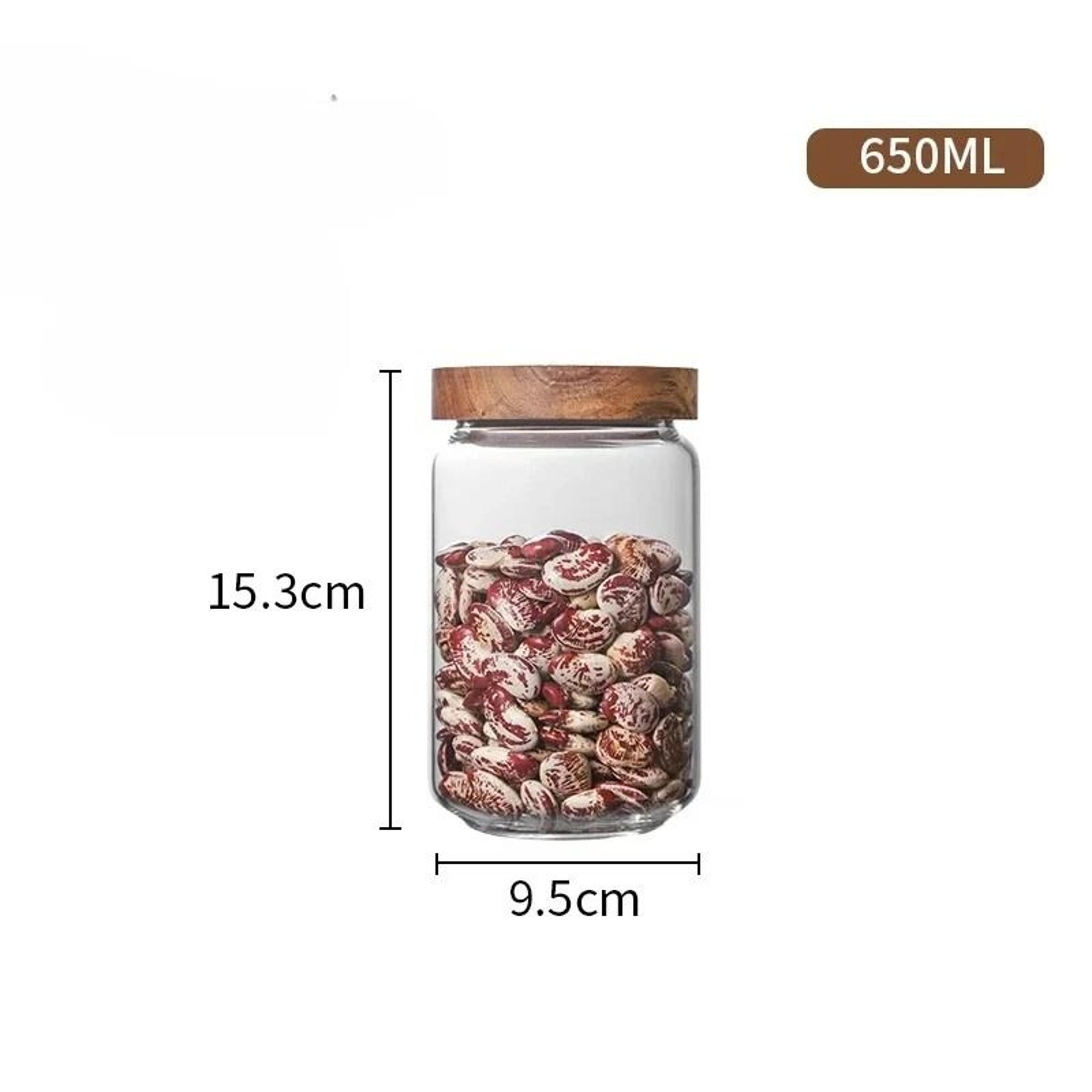 Glass Airtight Storage Jar With Wood Lid For Kitchen And Food Organization 8
