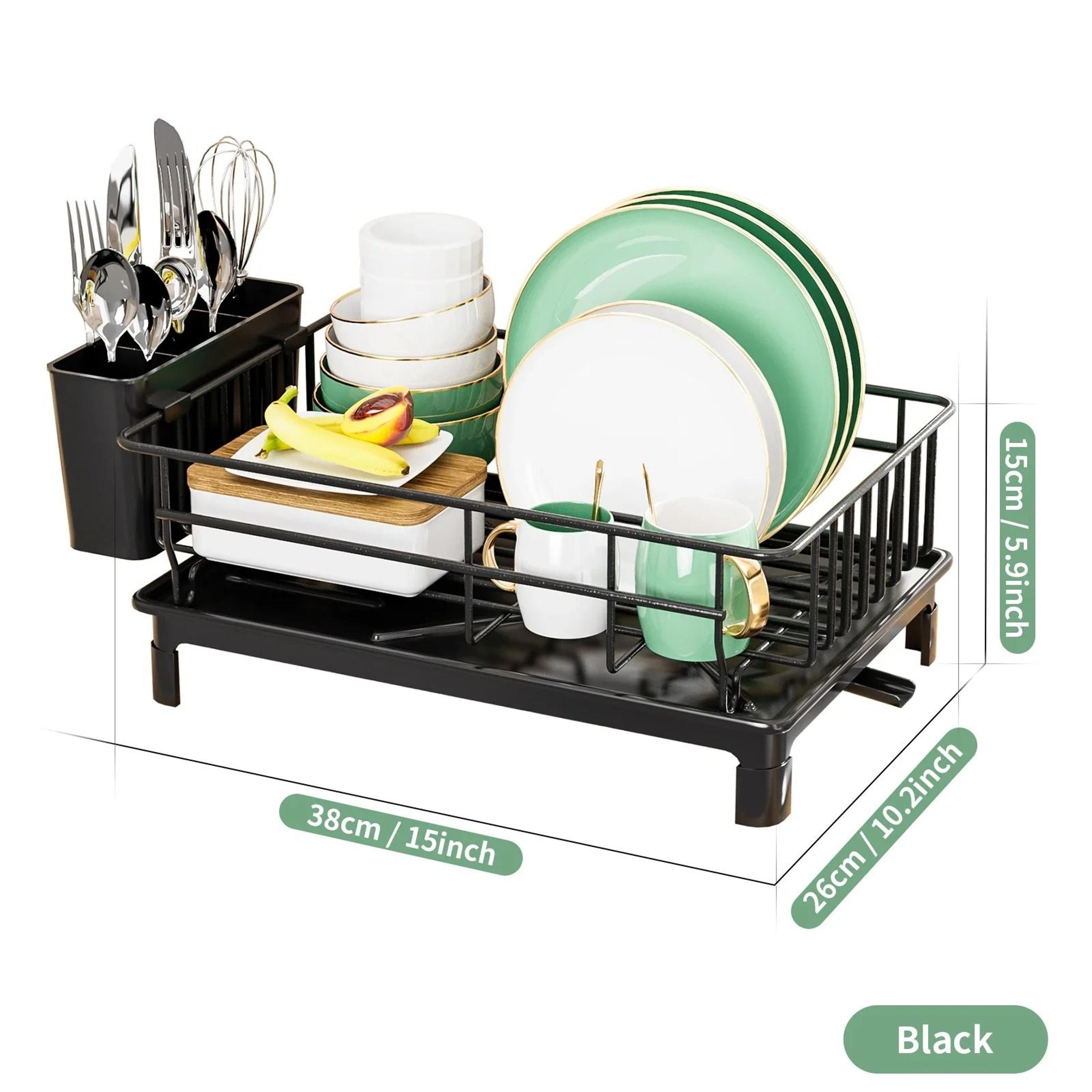 MultiFunctional Dish Drying Rack With Drain Tray And Cutlery Holder 6
