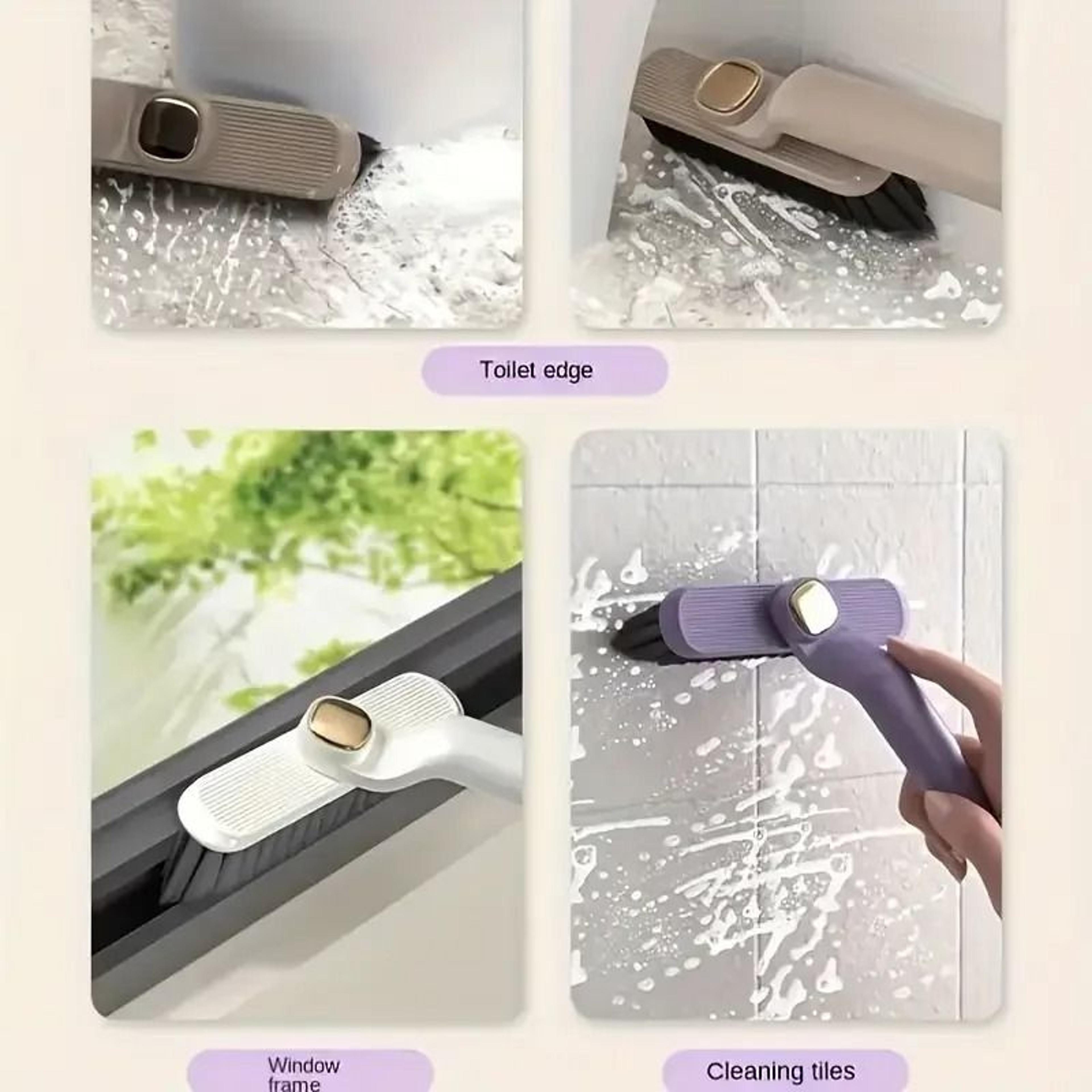 4 In 1 Rotating Hard Bristle Scrubber Brush With Clip Scraper For Bathroom And Kitchen Cleaning 3