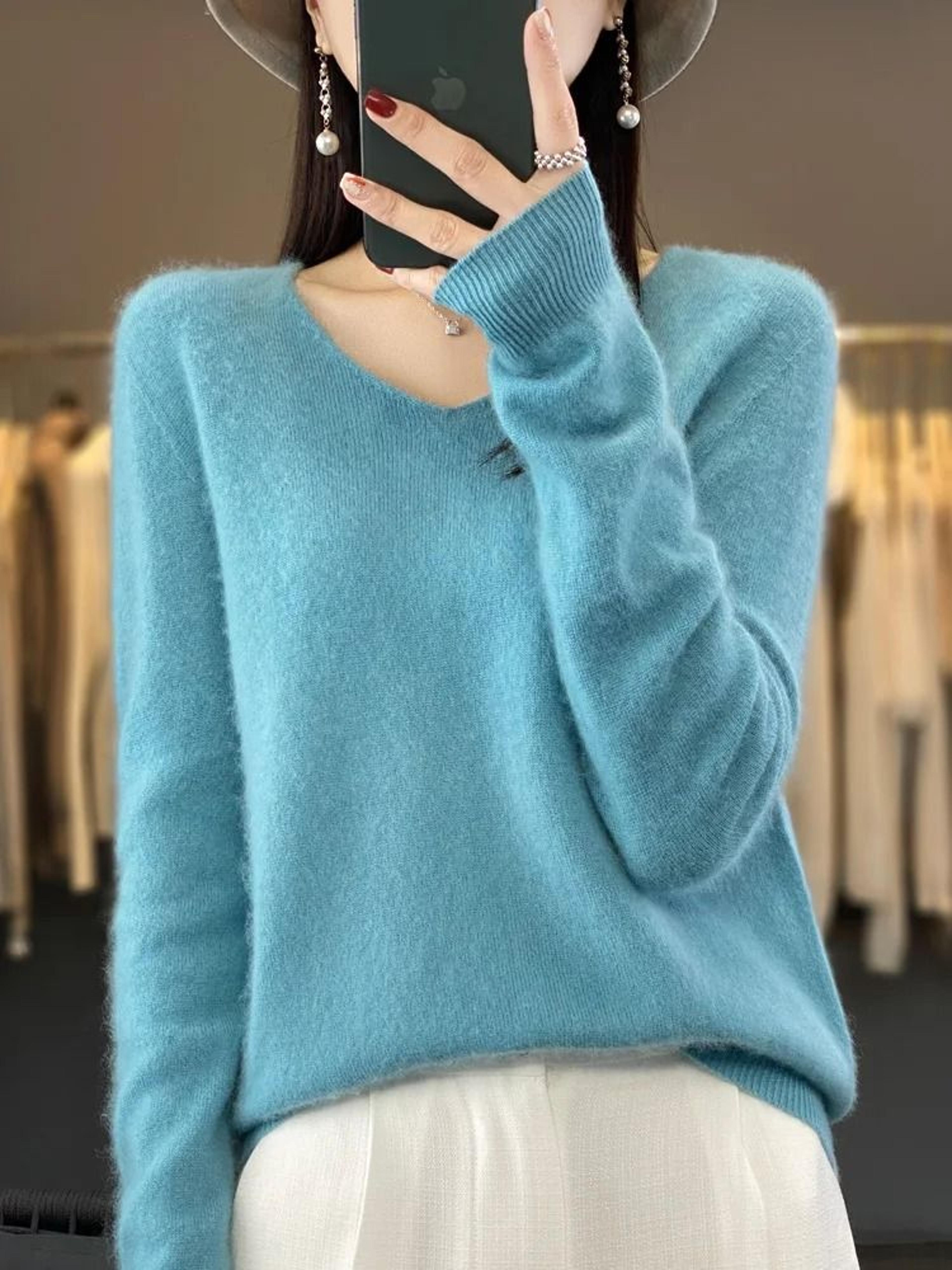 Merino Wool VNeck Sweater For Women  Soft Cashmere Knit Pullover For Autumn And Winter 12