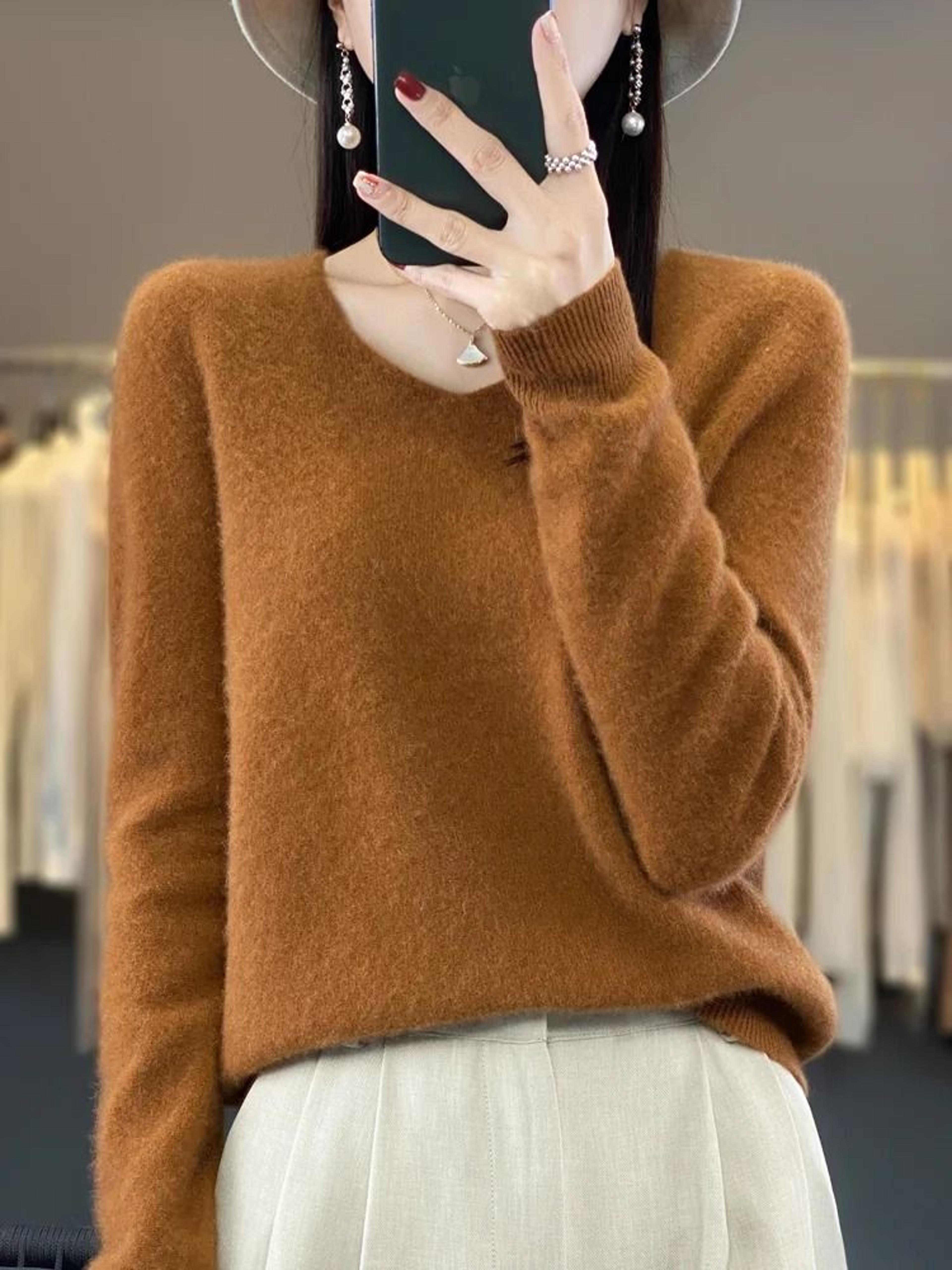 Merino Wool VNeck Sweater For Women  Soft Cashmere Knit Pullover For Autumn And Winter 14