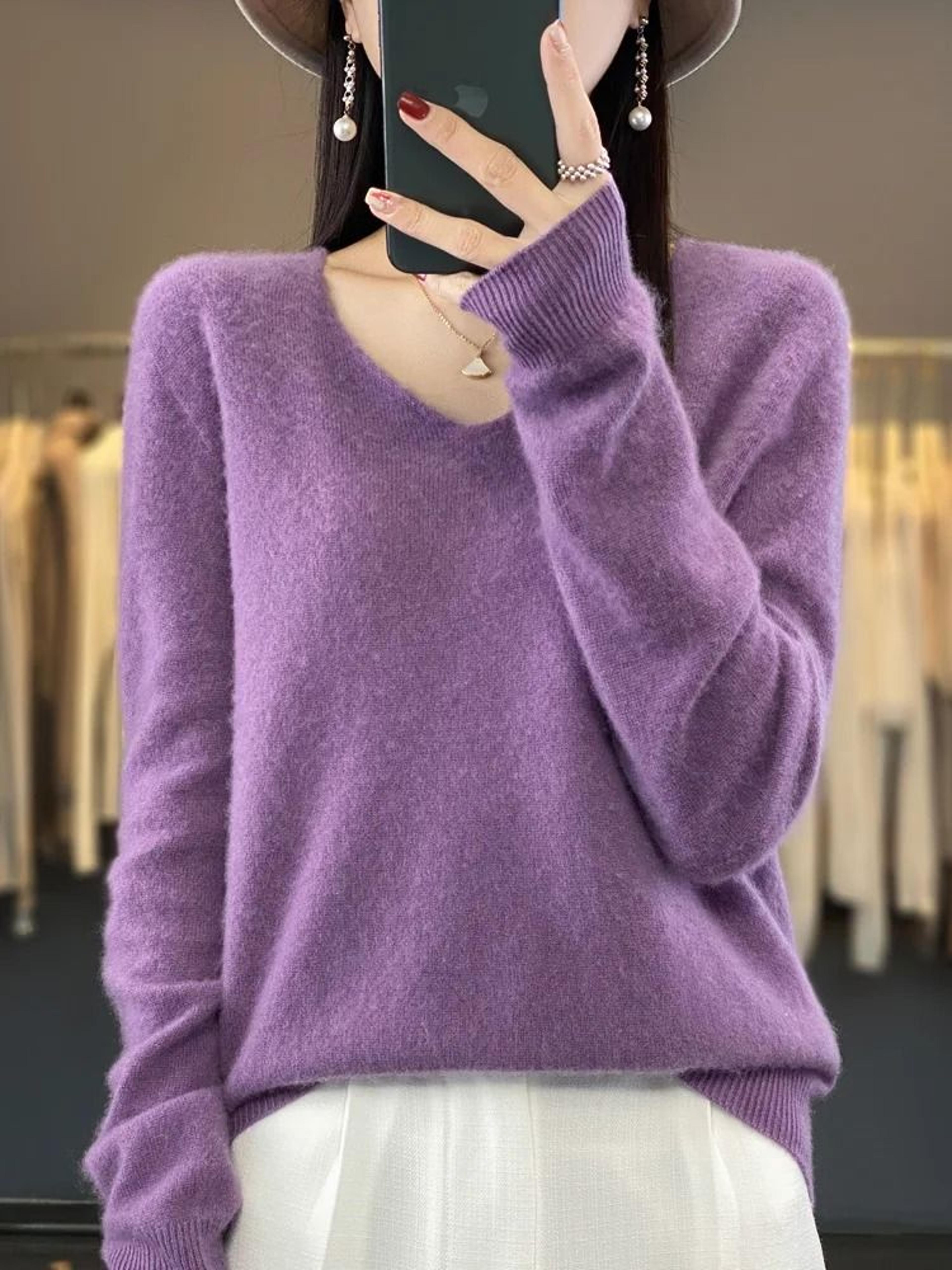 Merino Wool VNeck Sweater For Women  Soft Cashmere Knit Pullover For Autumn And Winter 20
