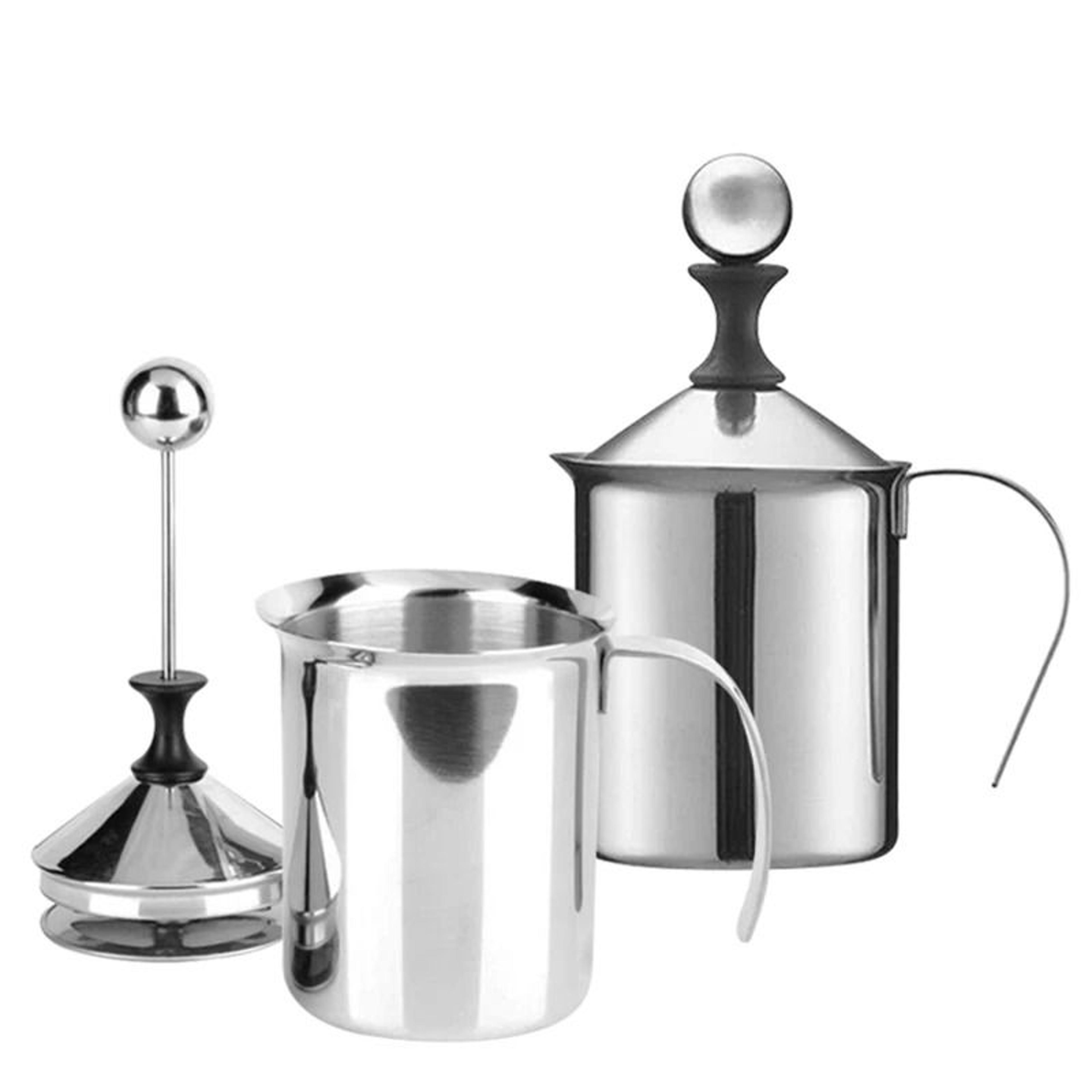 Stainless Steel Milk Frother 400ml  Double Mesh Manual Creamer For Coffee And Milk Foam 3