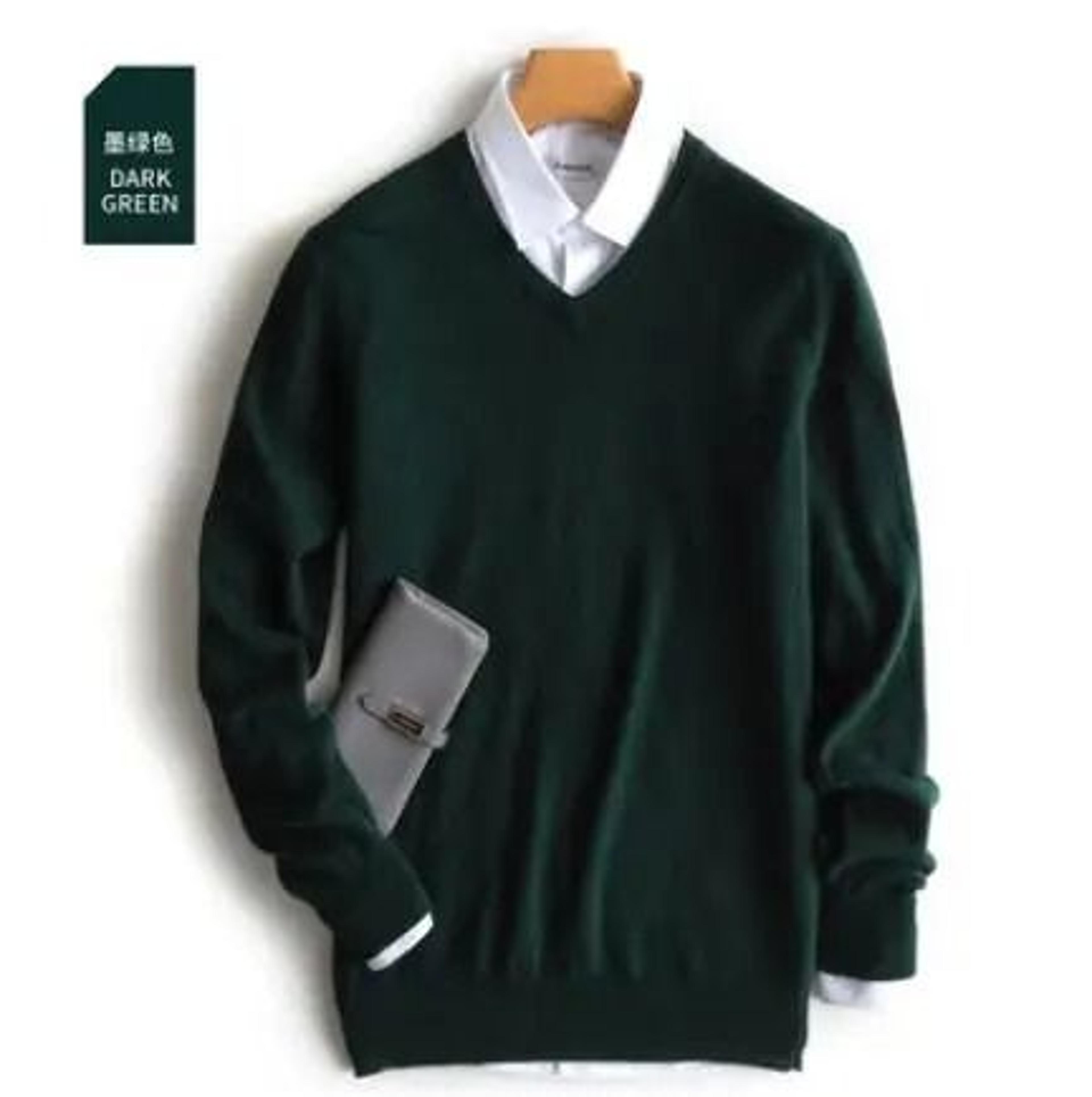 Classic VNeck Pullover Sweater For Men  Warm Cashmere Cotton Blend Winter Jumper 21