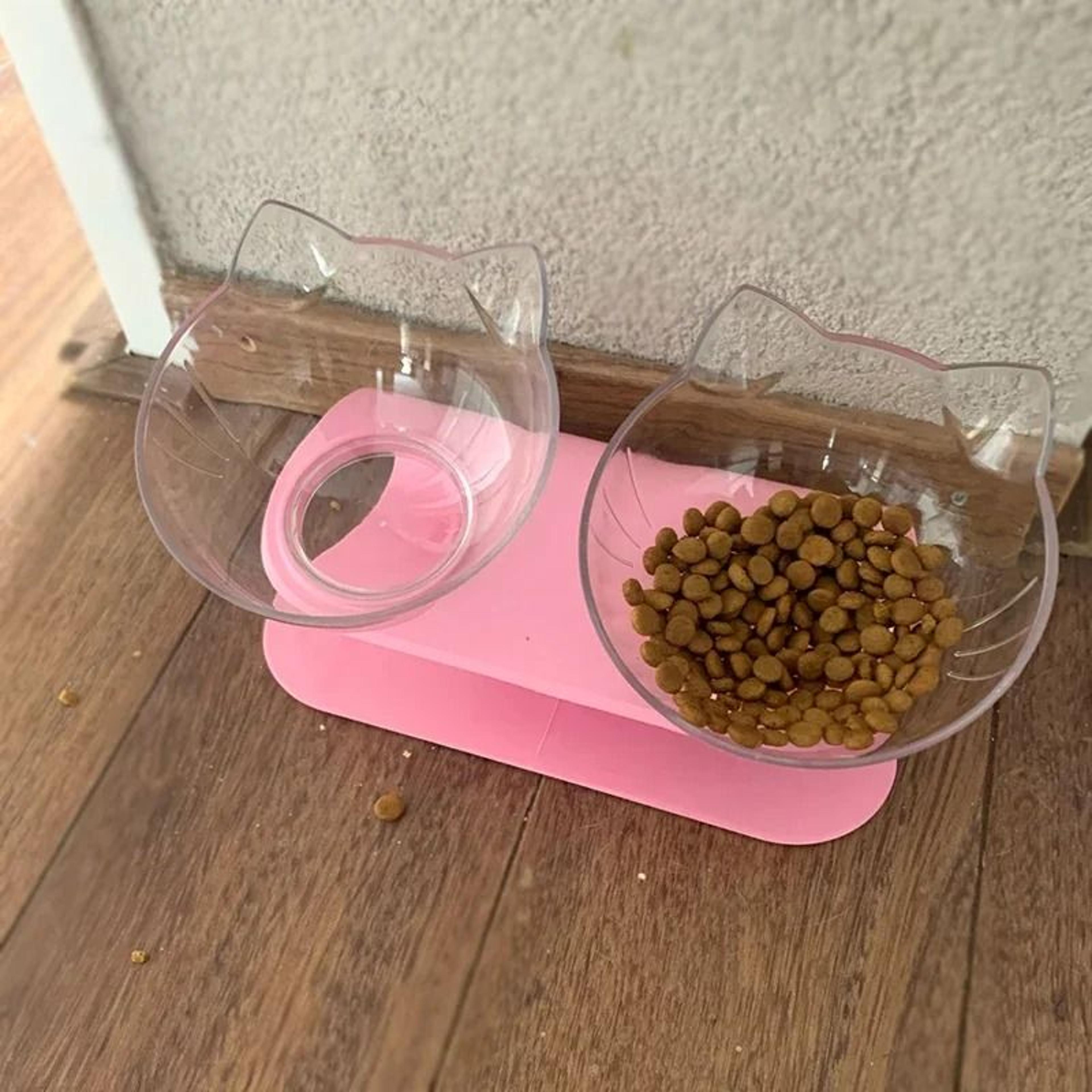 Double Cat Feeding Bowl With NonSlip Stand For Food And Water 3