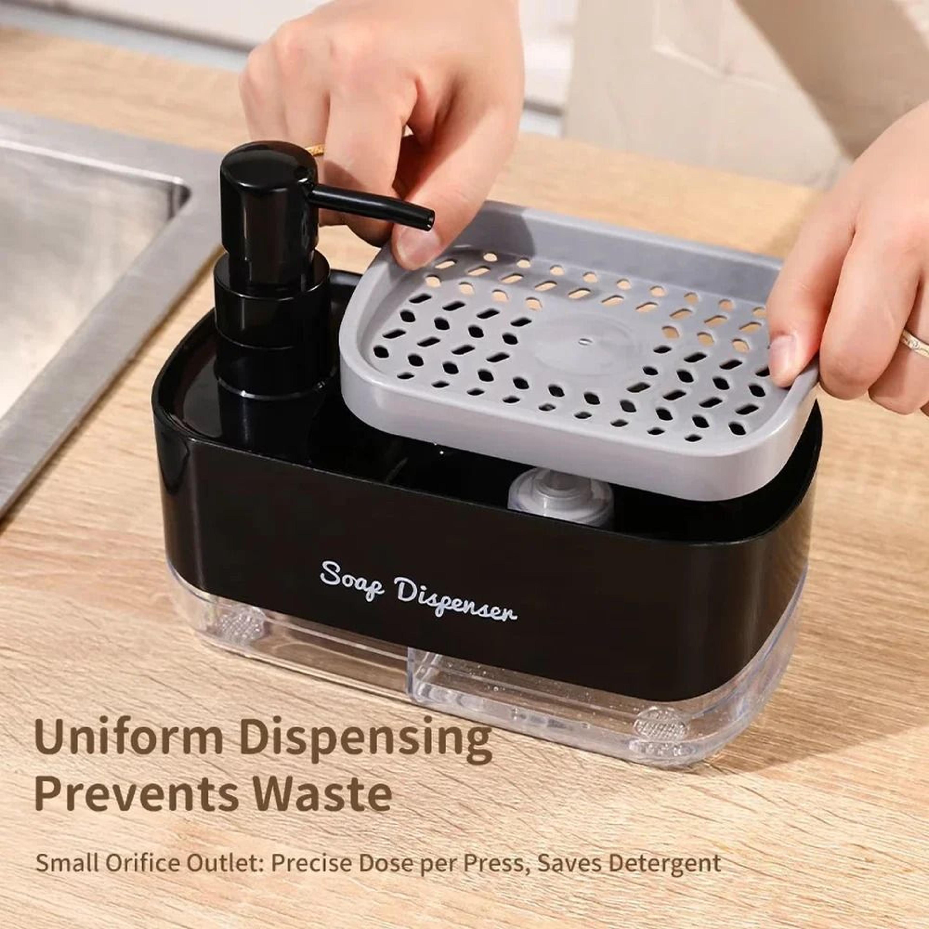 Multifunctional Soap Dispenser With Sponge Holder For Kitchen And Bathroom 3