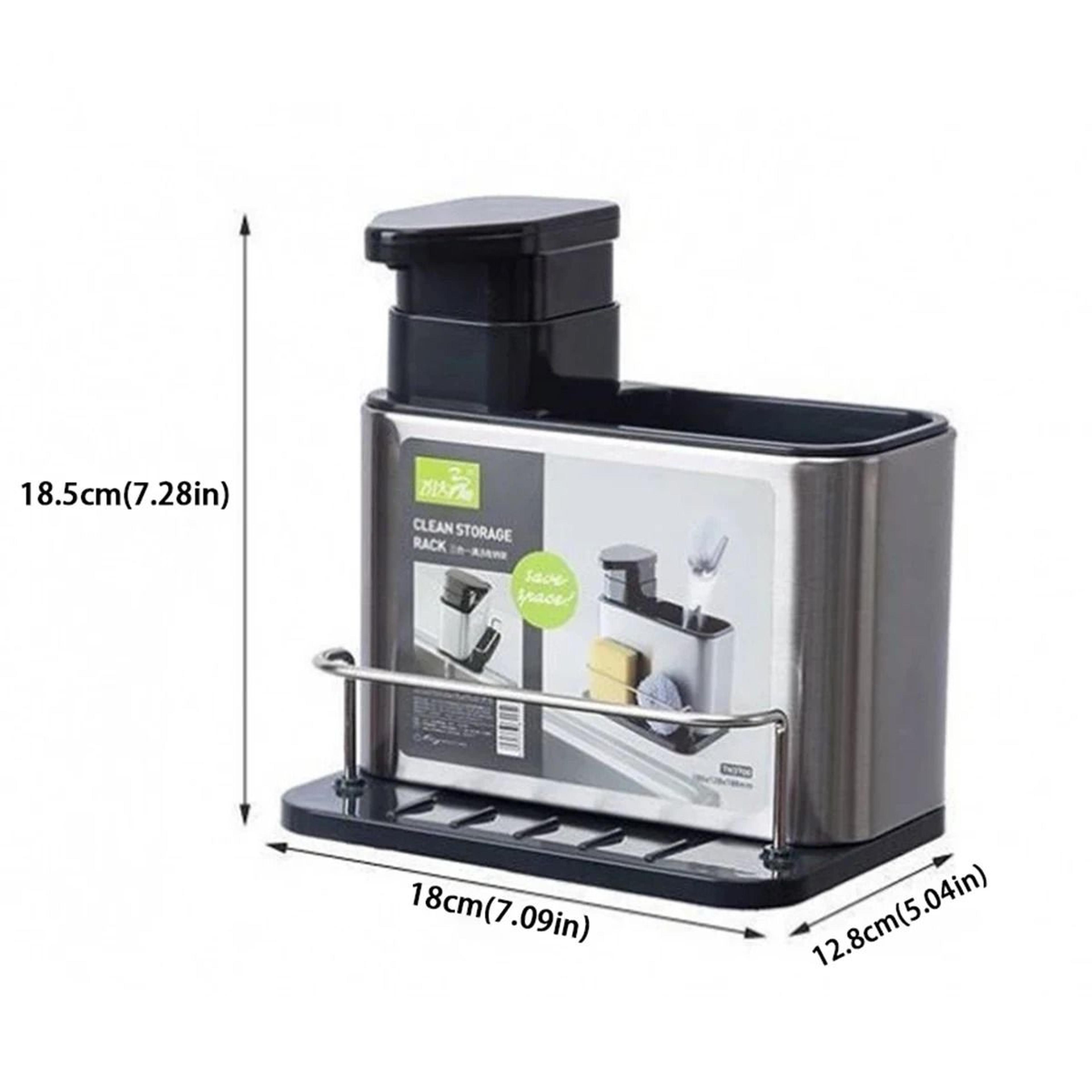 3 In 1 Stainless Steel Kitchen Soap Dispenser With Sponge And Cutlery Organizer 9