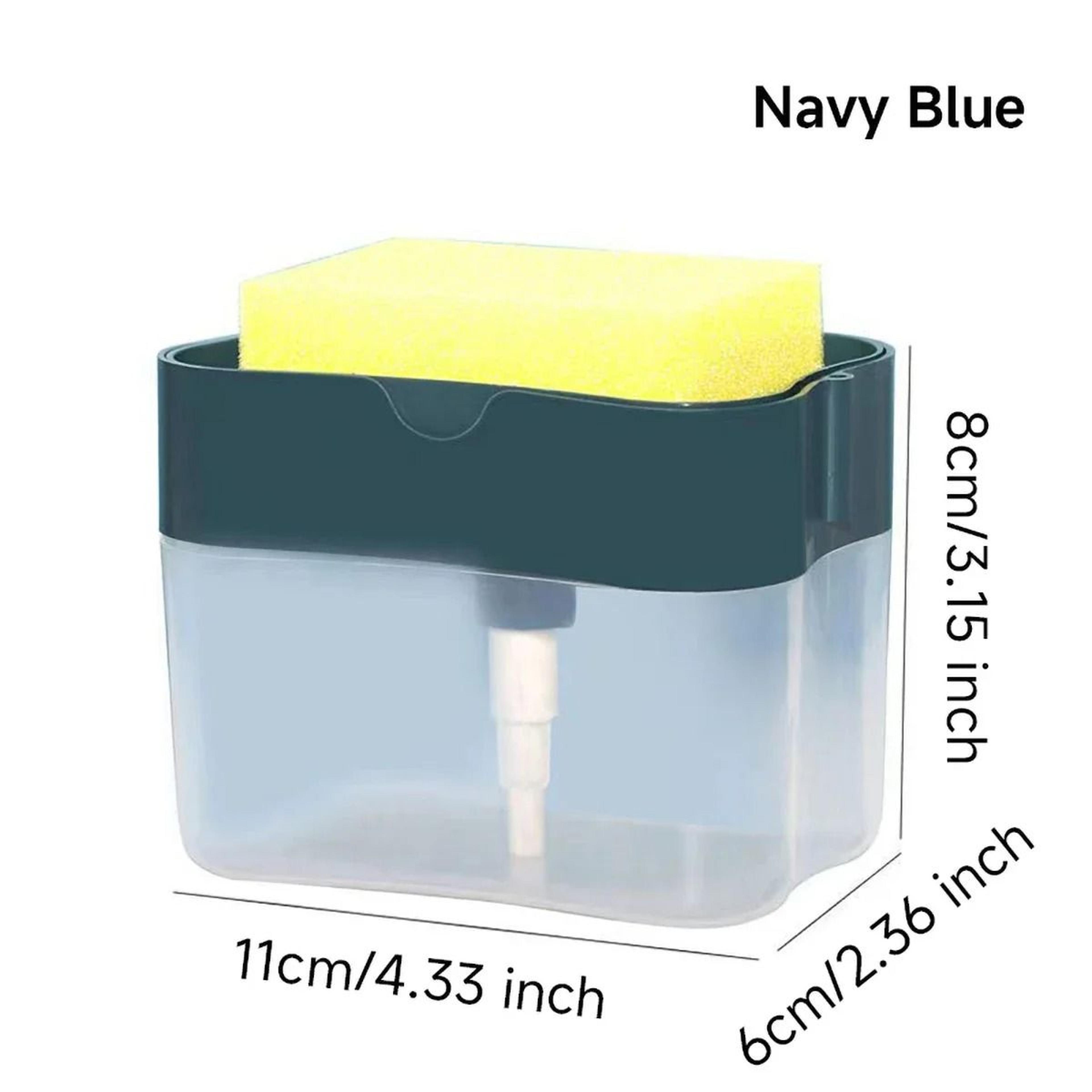 Press Soap Dispenser Box With Sponge Holder For Kitchen And Bathroom 4