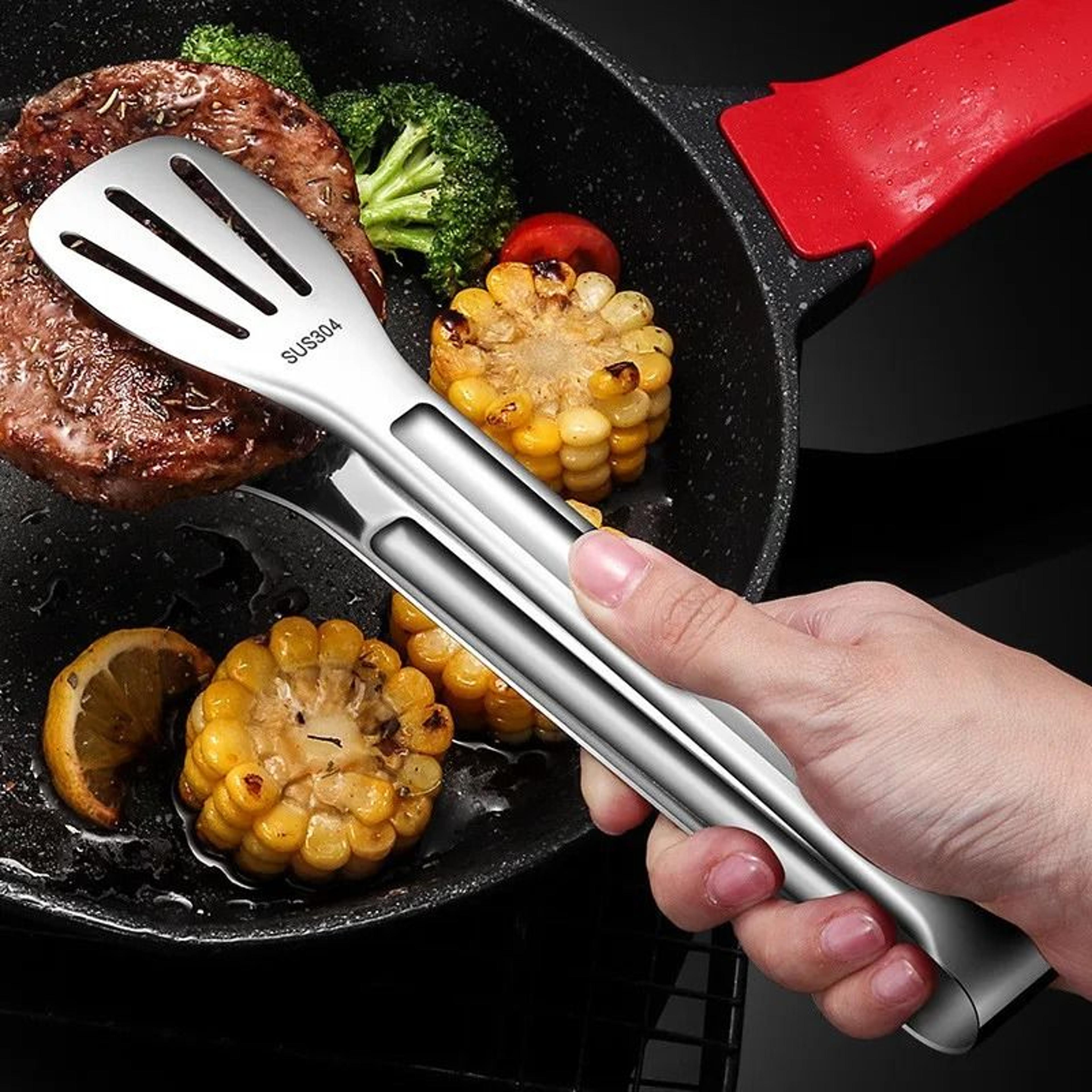 stainless steel food tongs for cooking and grilling