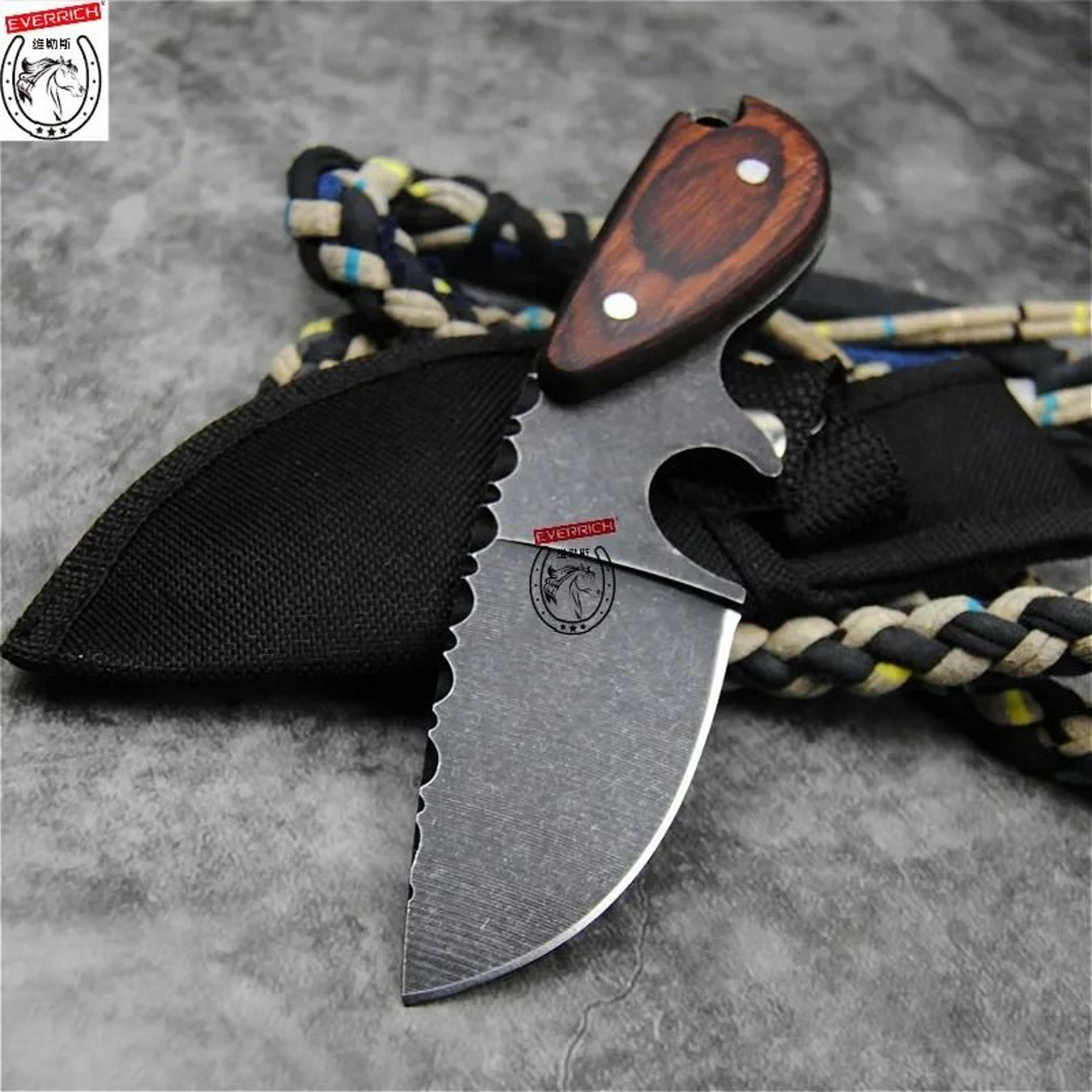 Japanese D2 Steel Straight Knife With Sandalwood Handle And Sheath 3