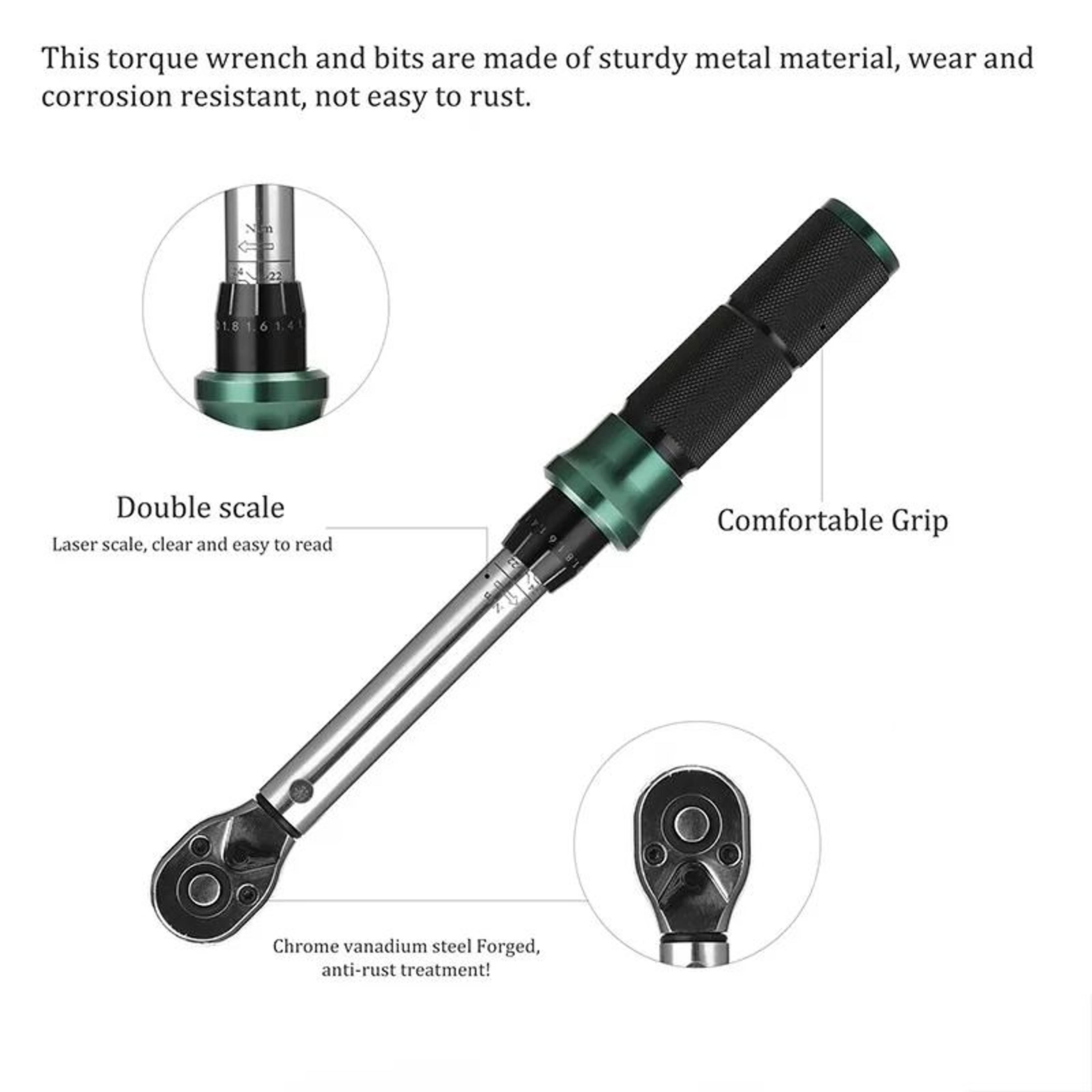 14 Inch Drive Precise Torque Wrench Set  Double Scale Ratchet Spanner Kit For Bicycle Motorcycle An 3