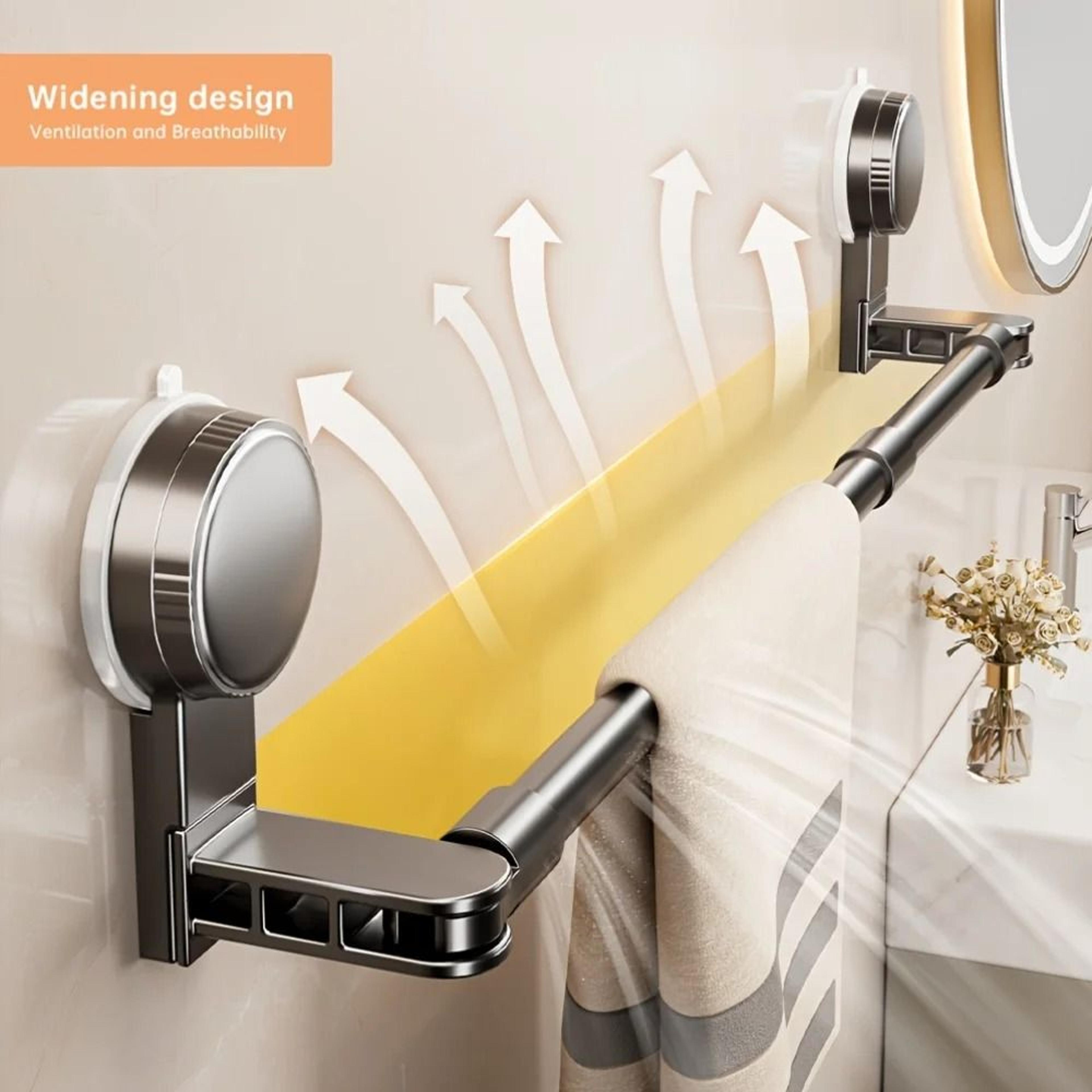 Retractable Aluminum Towel And Lid Storage Rack With Suction Mount 1