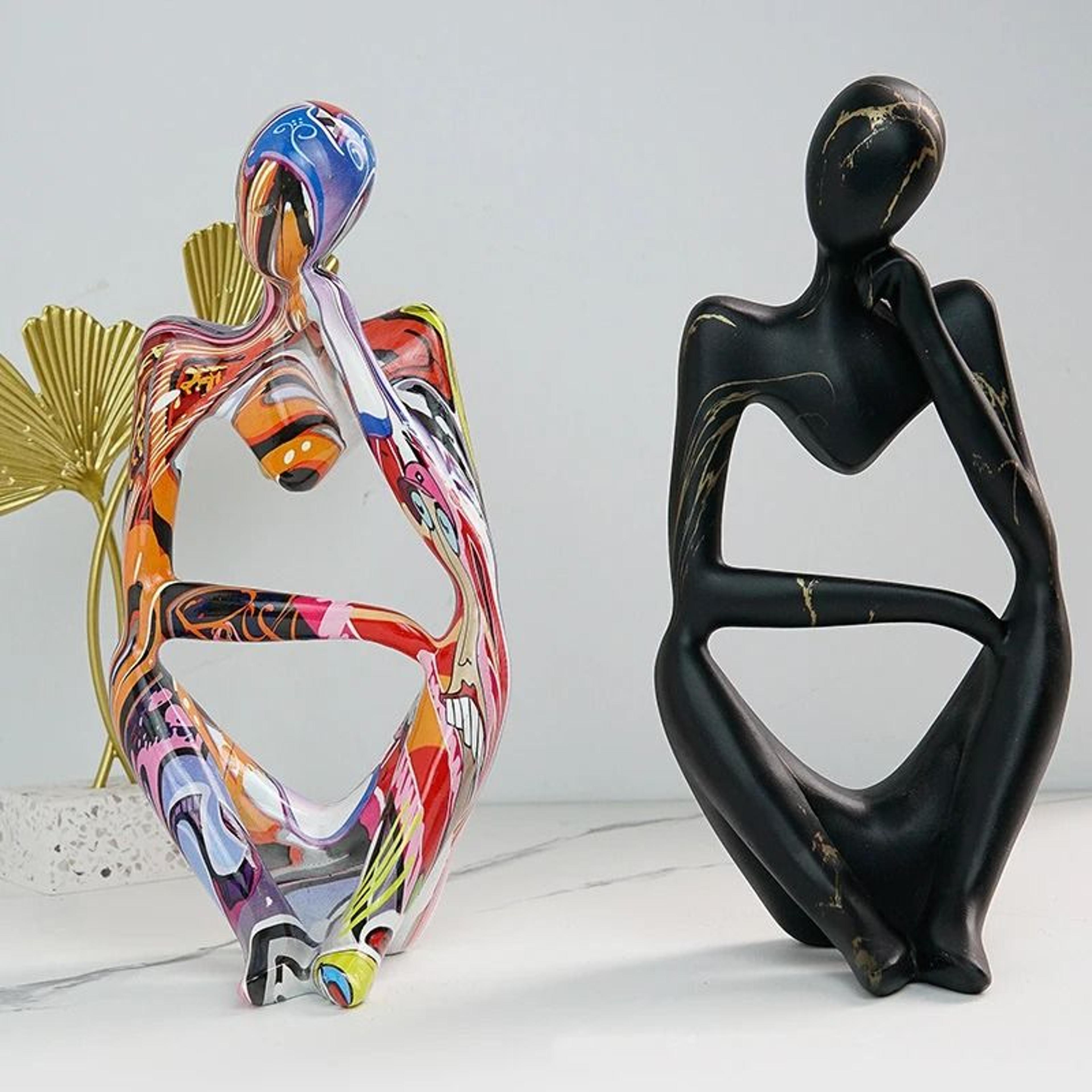 Colorful Graffiti Thinker Sculpture  Abstract Resin Art Statue For Home And Office 1
