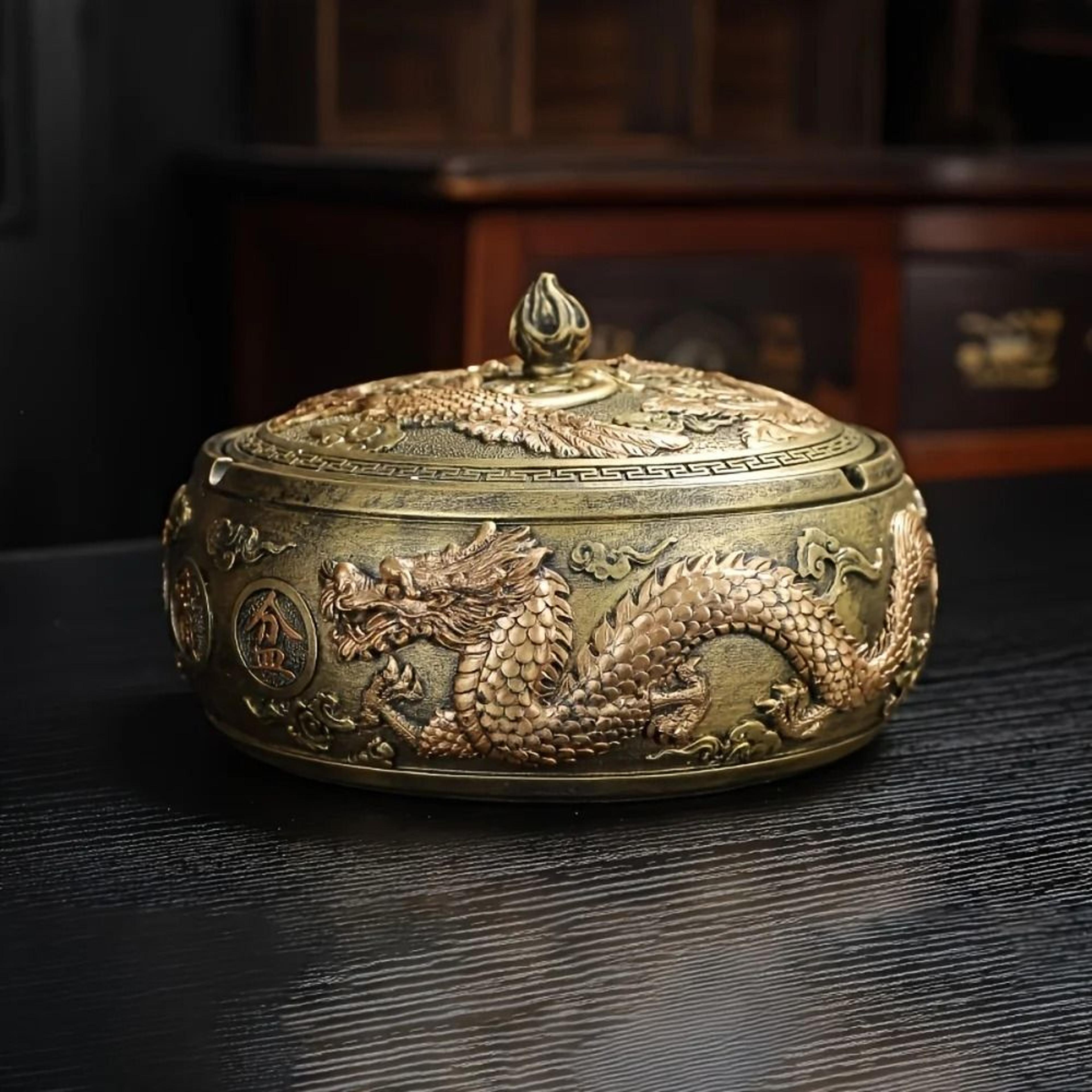 Modern Resin Round Ashtray With Lid  AntiFly Design For Home And Office Decor 7