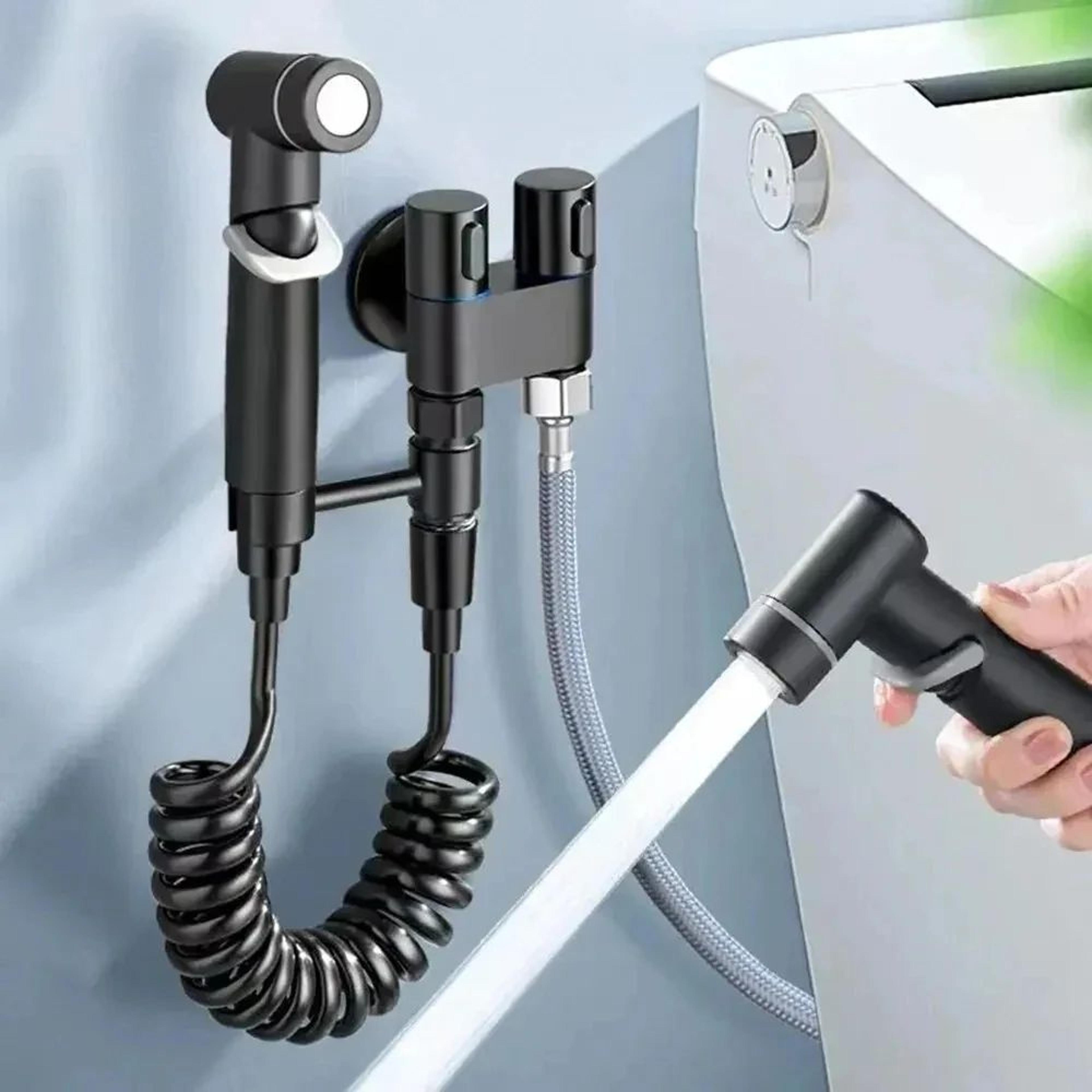 Wall Mounted Bidet Sprayer Set With Adjustable Pressure And Dual Outlet 5