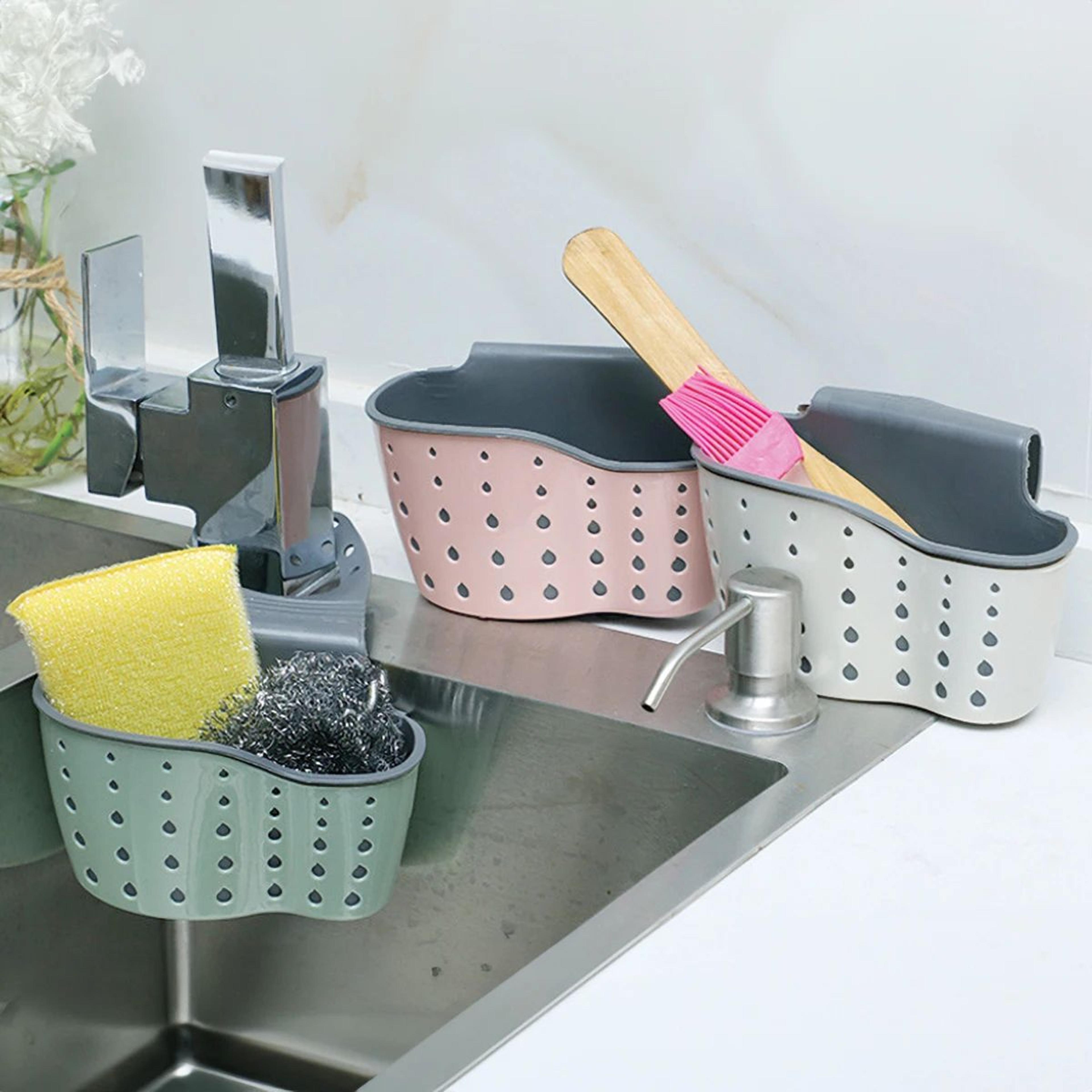 Hanging Sink Drain Basket Adjustable Sponge And Soap Holder 5