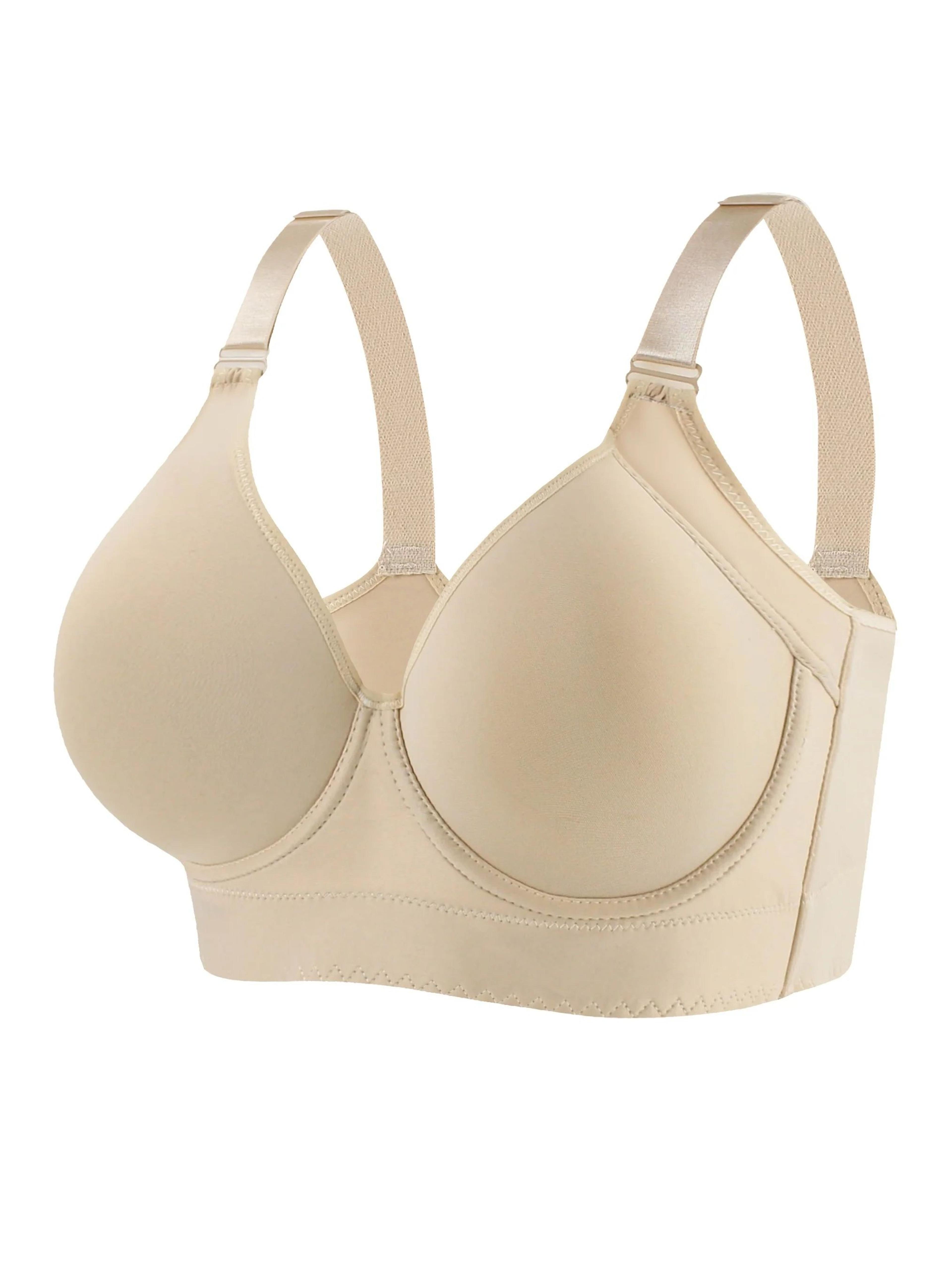 Seamless Full Coverage Underwire Bra Solid Color Knitted Nylon Supportive Lingerie 7
