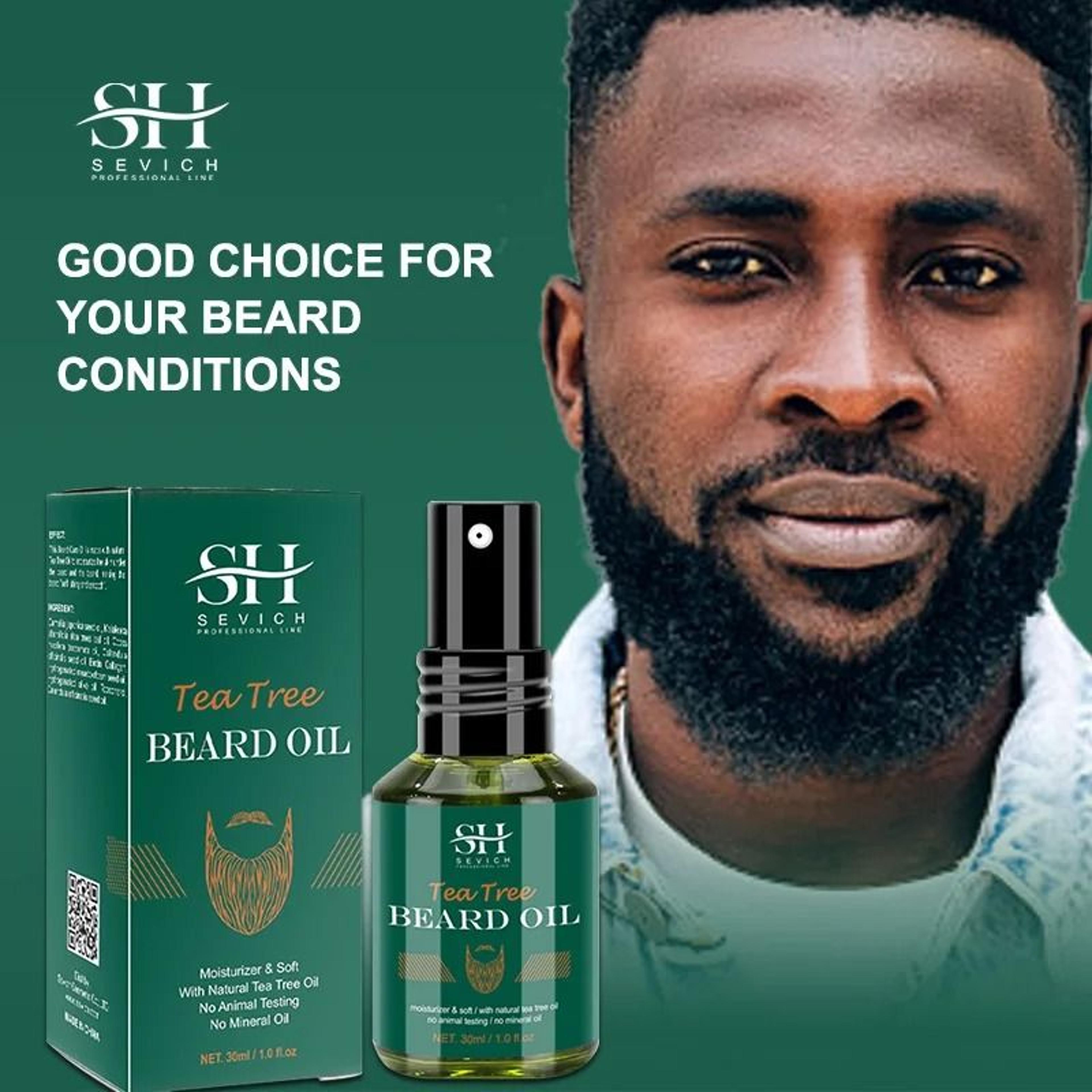 Mens Tea Tree Beard Growth Oil  FastActing Thickening Serum For Fuller Softer And Healthier Beards  4