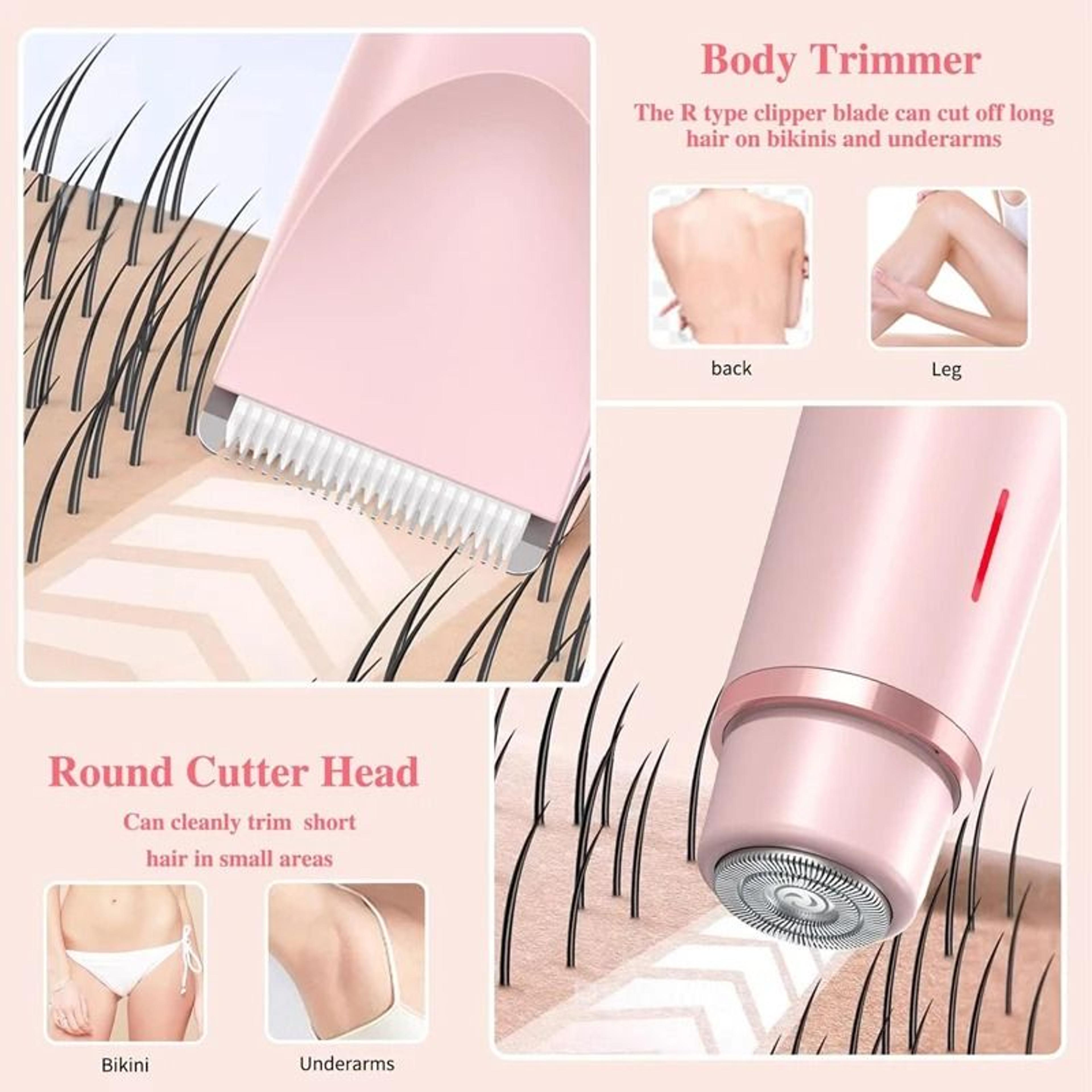 Rechargeable Womens Electric Razor  2in1 Painless Facial Leg And Bikini Trimmer With Dual Heads For 4