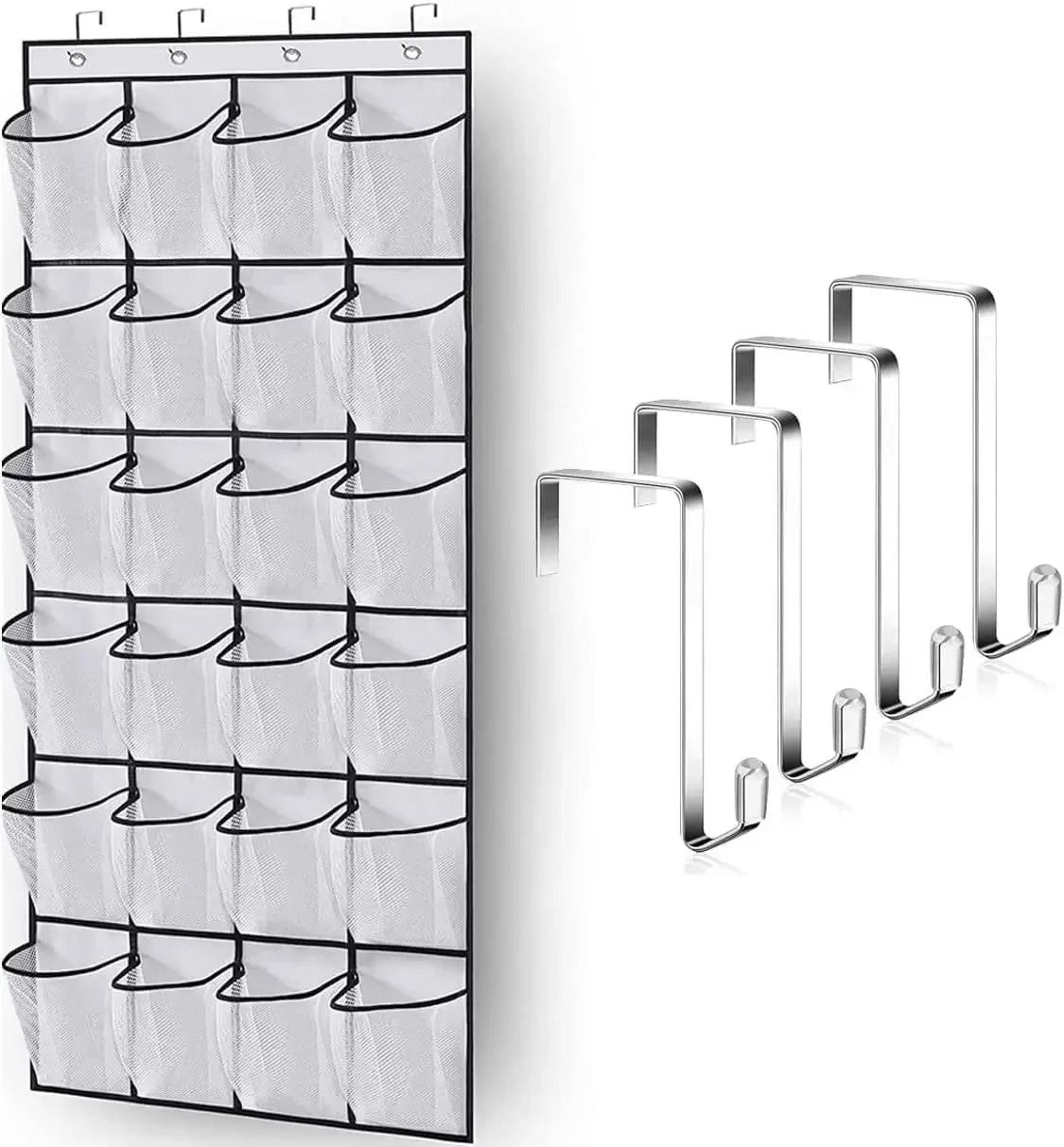 Over The Door Shoe Rack With 24 Mesh Pockets Hanging Organizer 1