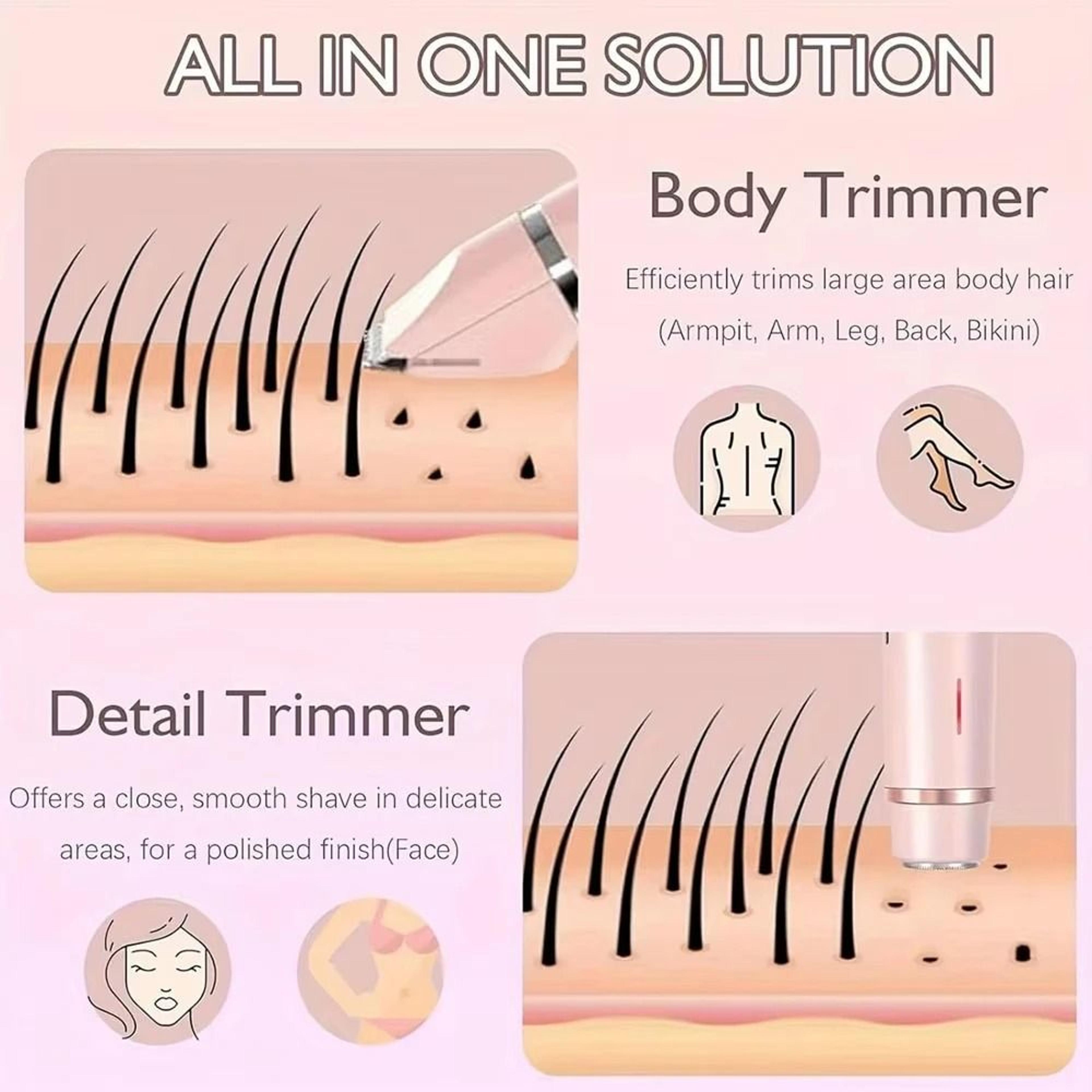 Electric Hair Remover And Body Shaver For Women  Facial Underarm Leg And Bikini Trimmer 3