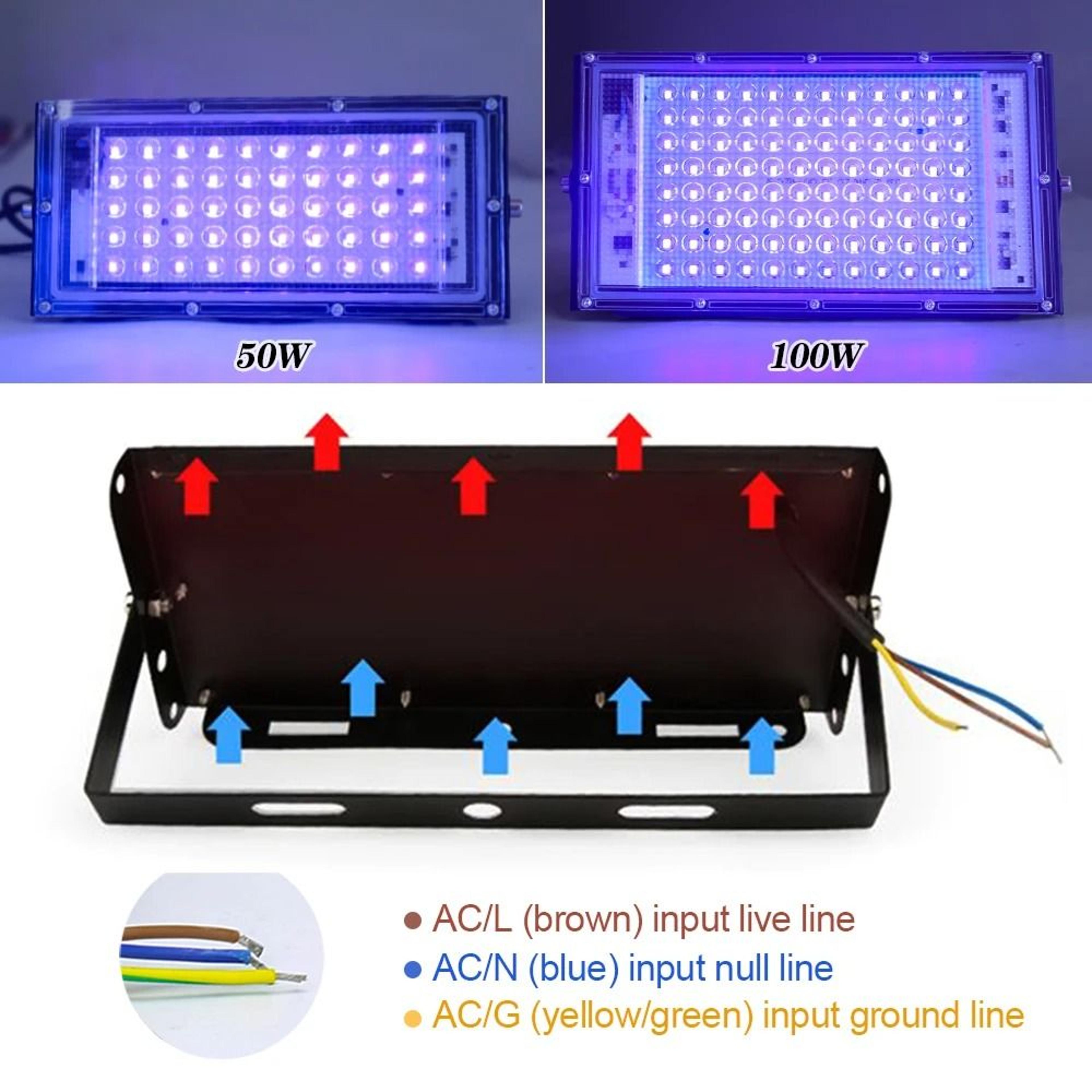 395nm 400nm Led UV Floodlight 220V Ultraviolet Stage Lamp 50W 100W LED Stage Blacklight Waterproof  3