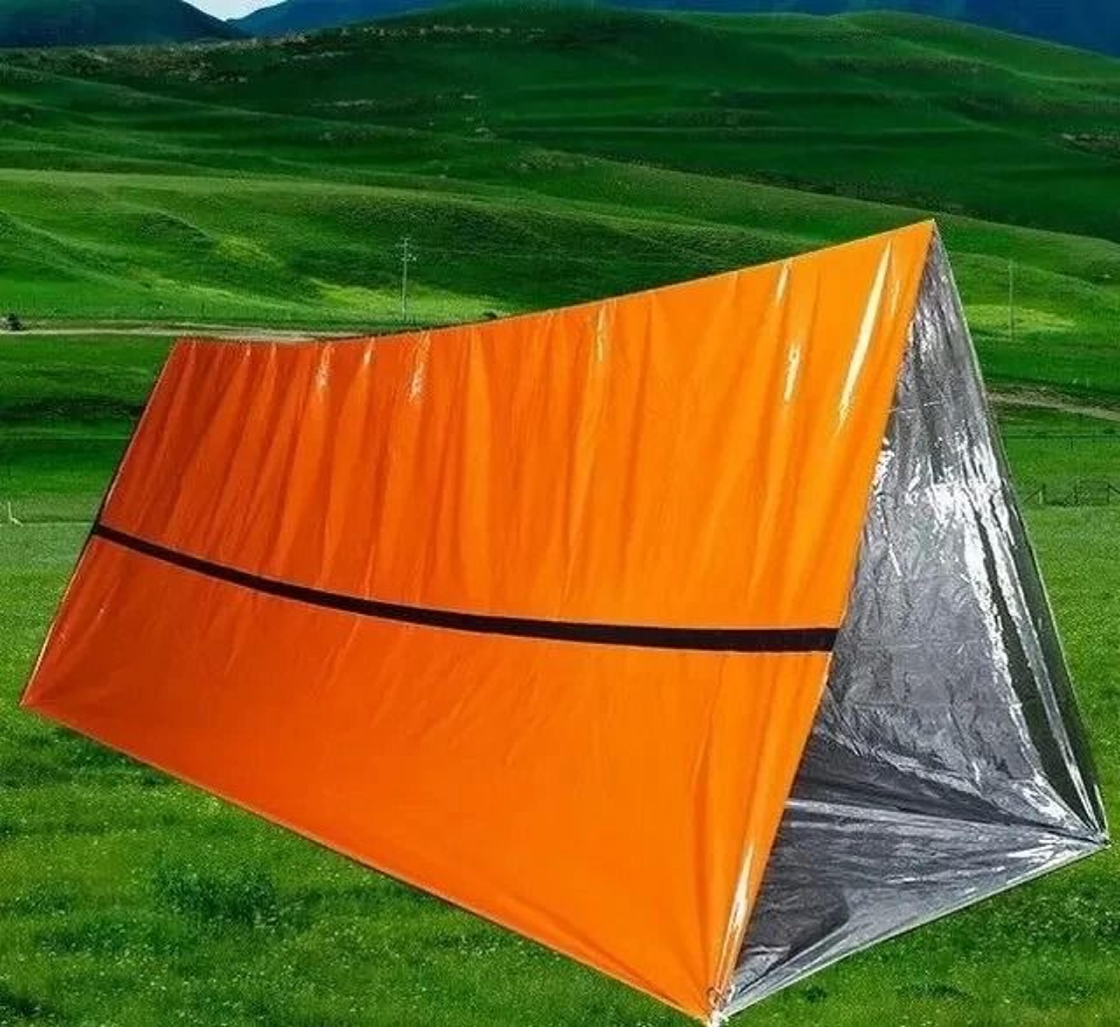 2Person Emergency Survival Tent  Waterproof Mylar Tube Shelter With Thermal Blanket For Outdoor Cam 10