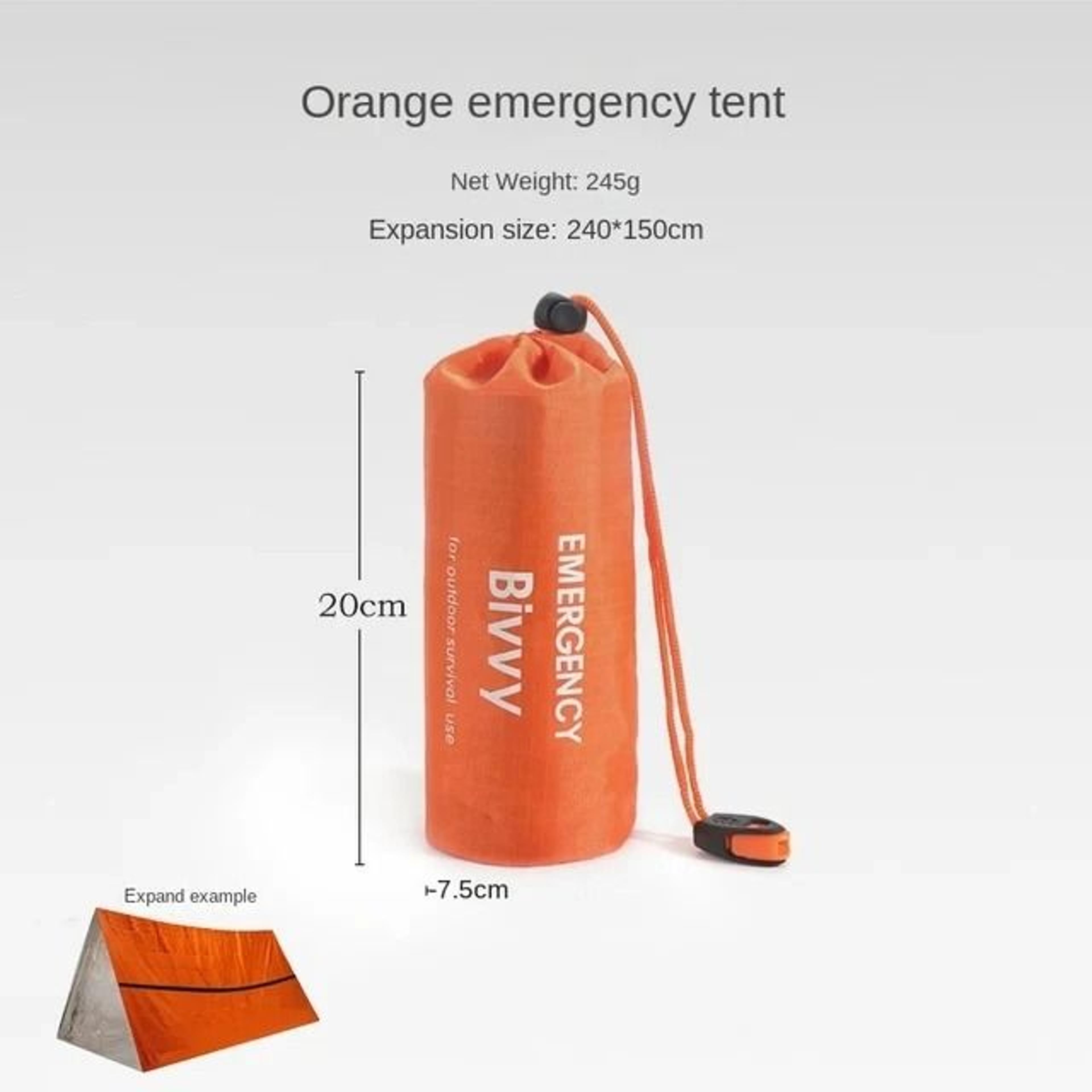 2Person Emergency Survival Tent  Waterproof Mylar Tube Shelter With Thermal Blanket For Outdoor Cam 12