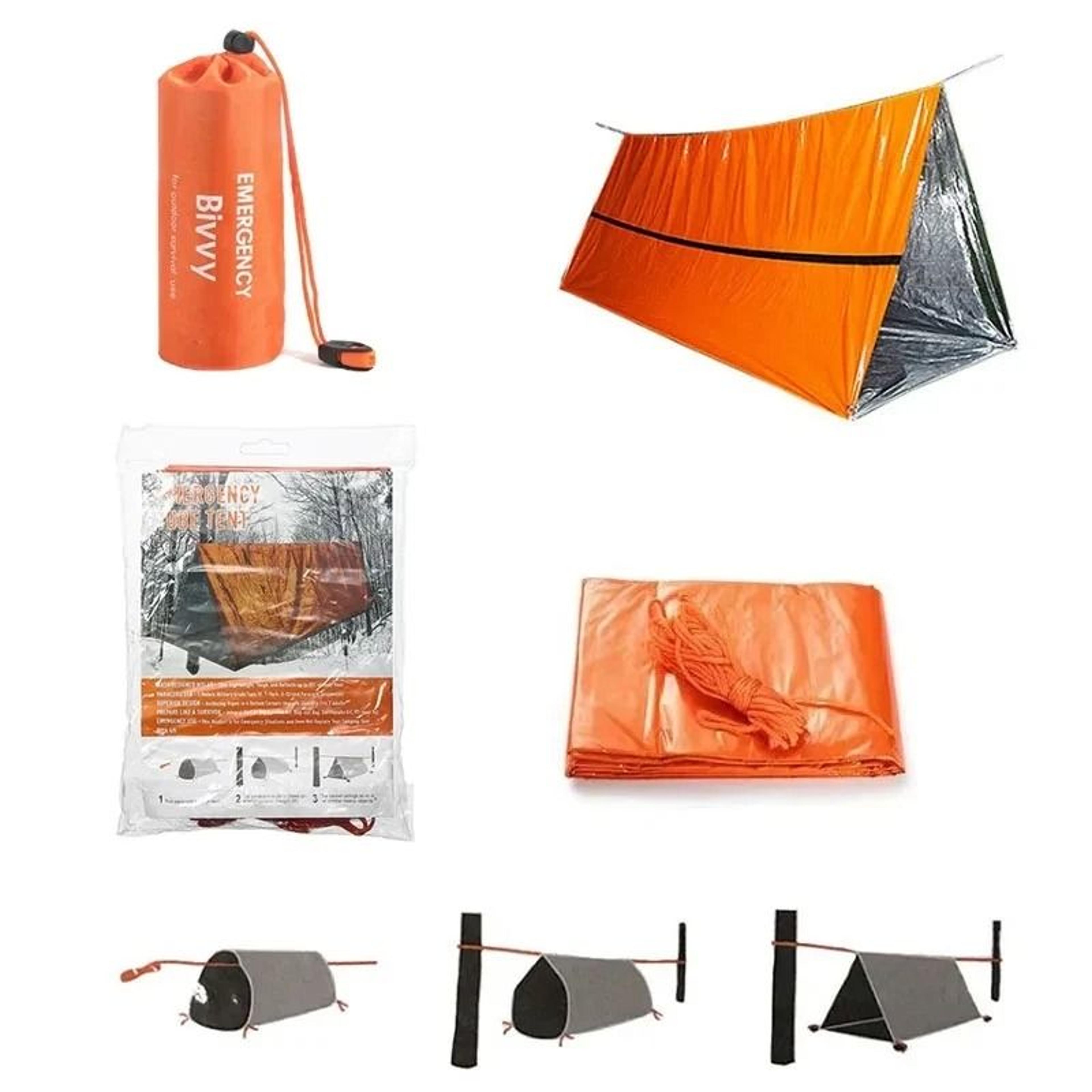2Person Emergency Survival Tent  Waterproof Mylar Tube Shelter With Thermal Blanket For Outdoor Cam 1