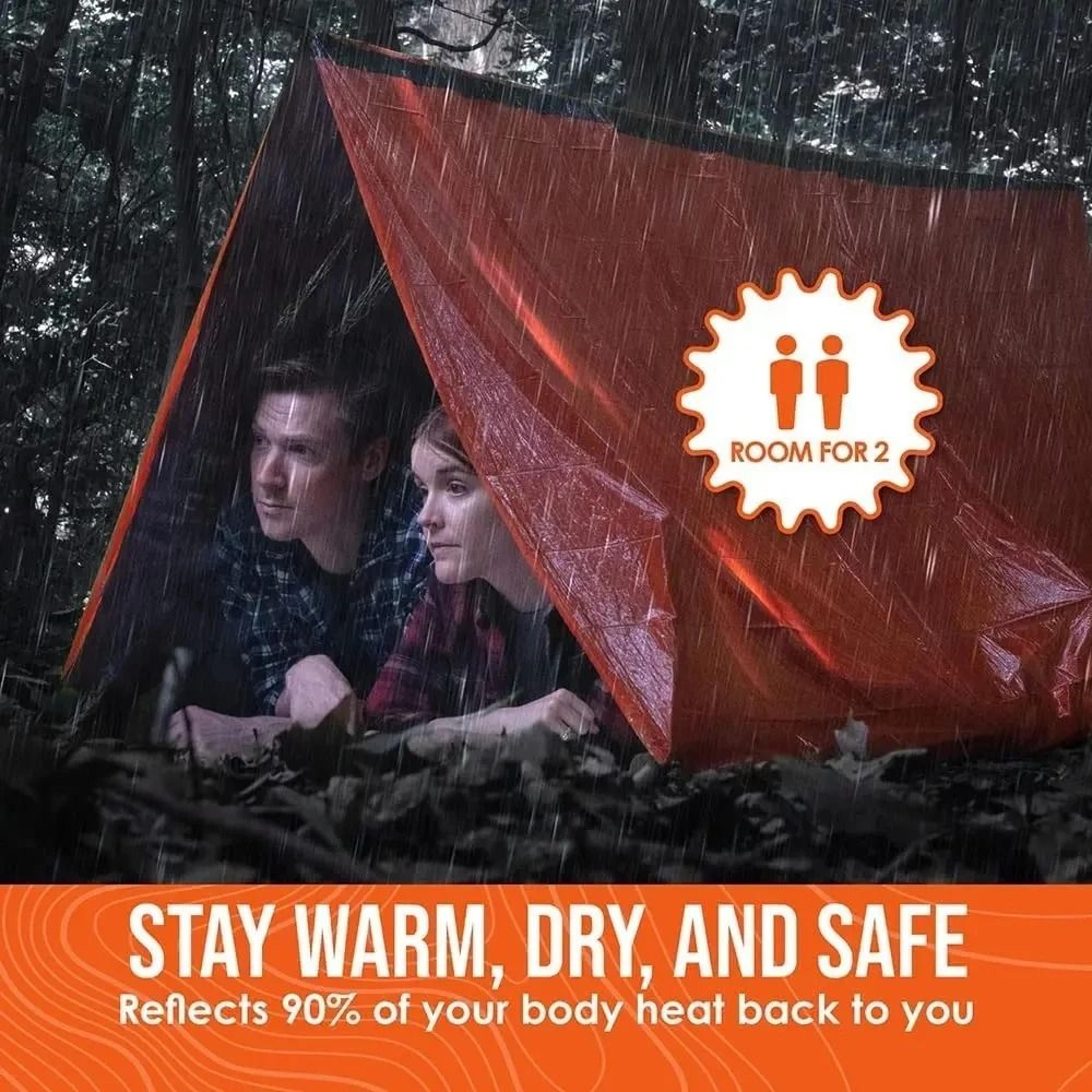 2Person Emergency Survival Tent  Waterproof Mylar Tube Shelter With Thermal Blanket For Outdoor Cam 2