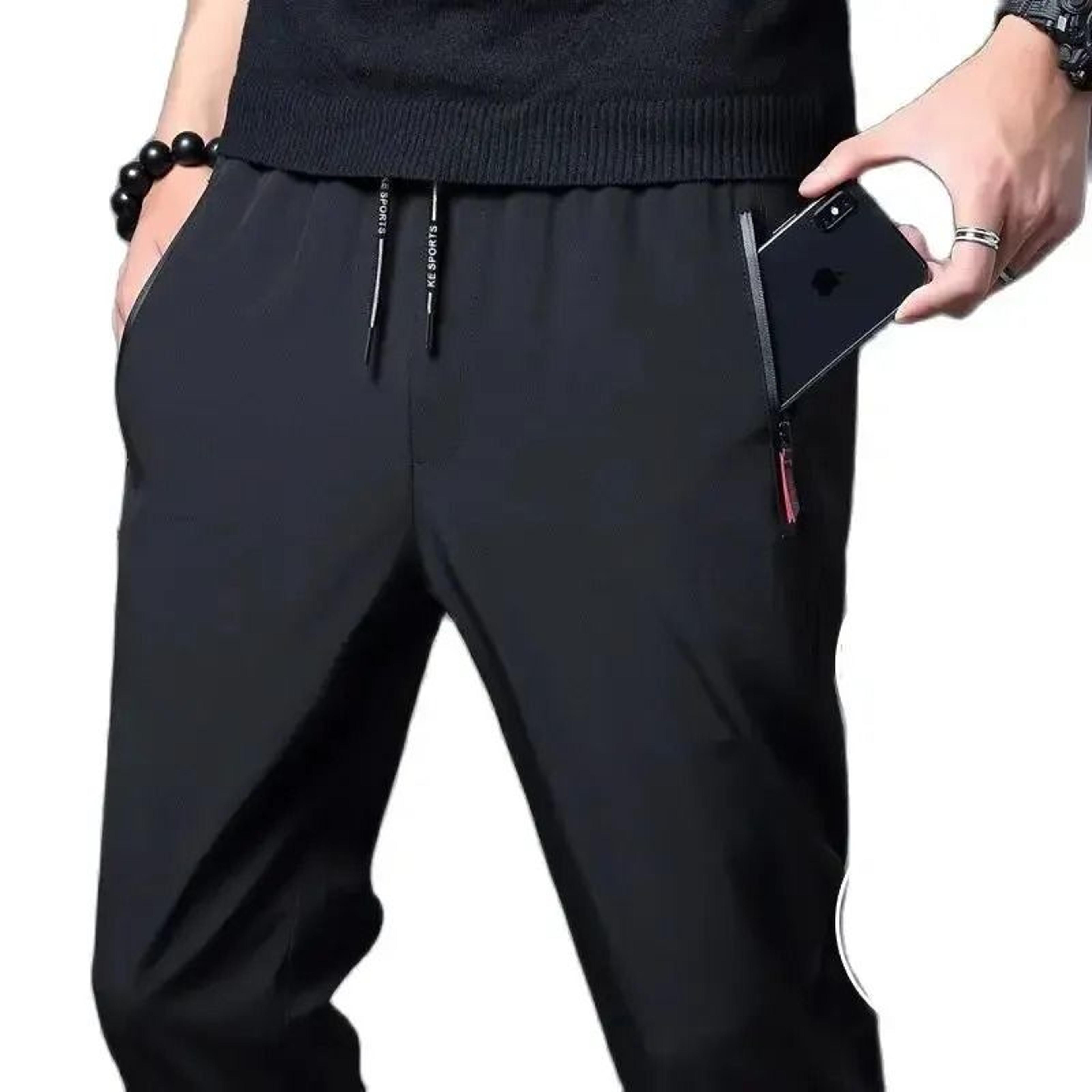 Mens Casual Elastic Waist Slim Fit Jogger Pants Classic Straight Trousers Plus Size 5