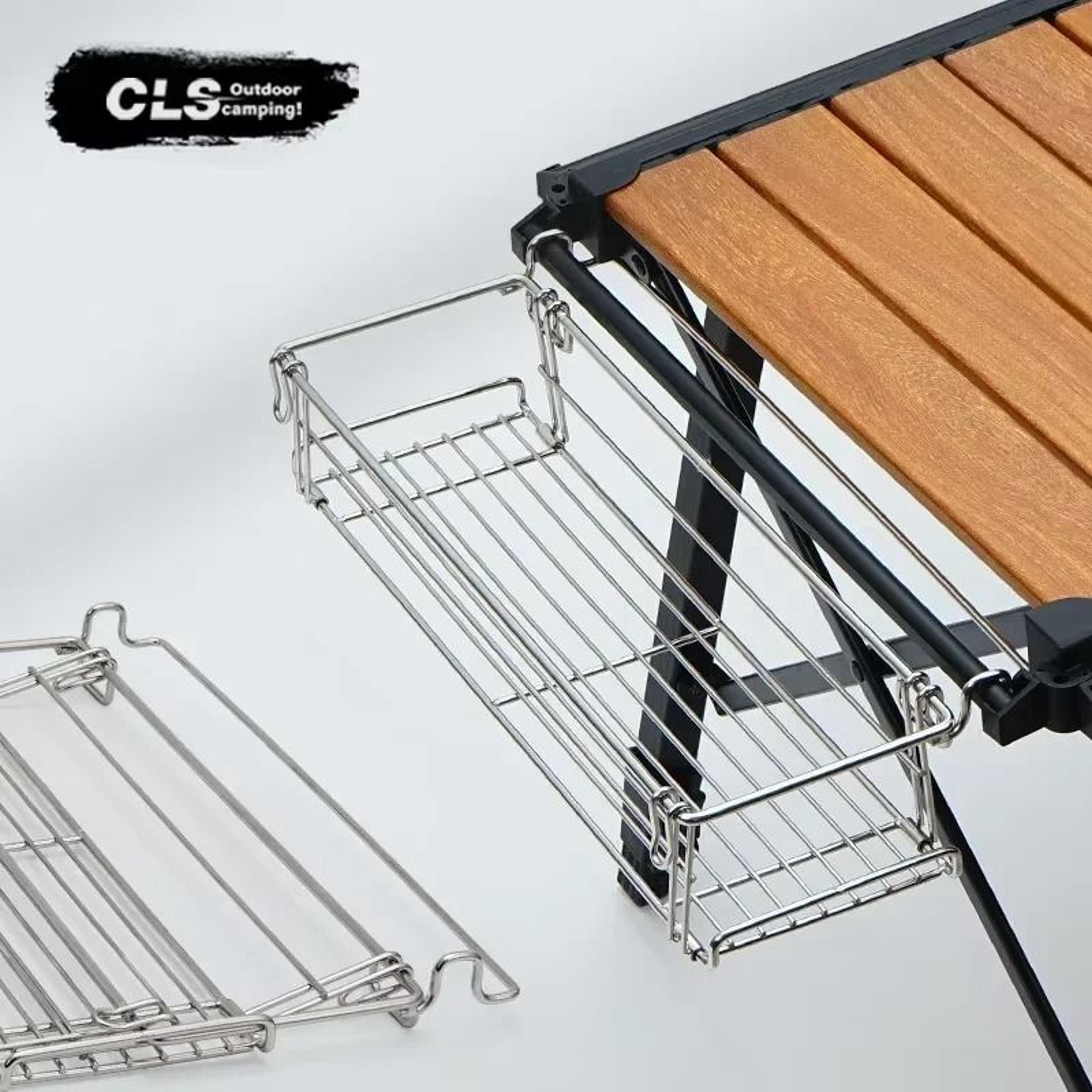 Outdoor Folding Aluminum Table Storage Rack  IGT Side Expansion Hanger With Mesh Basket For Camping 3
