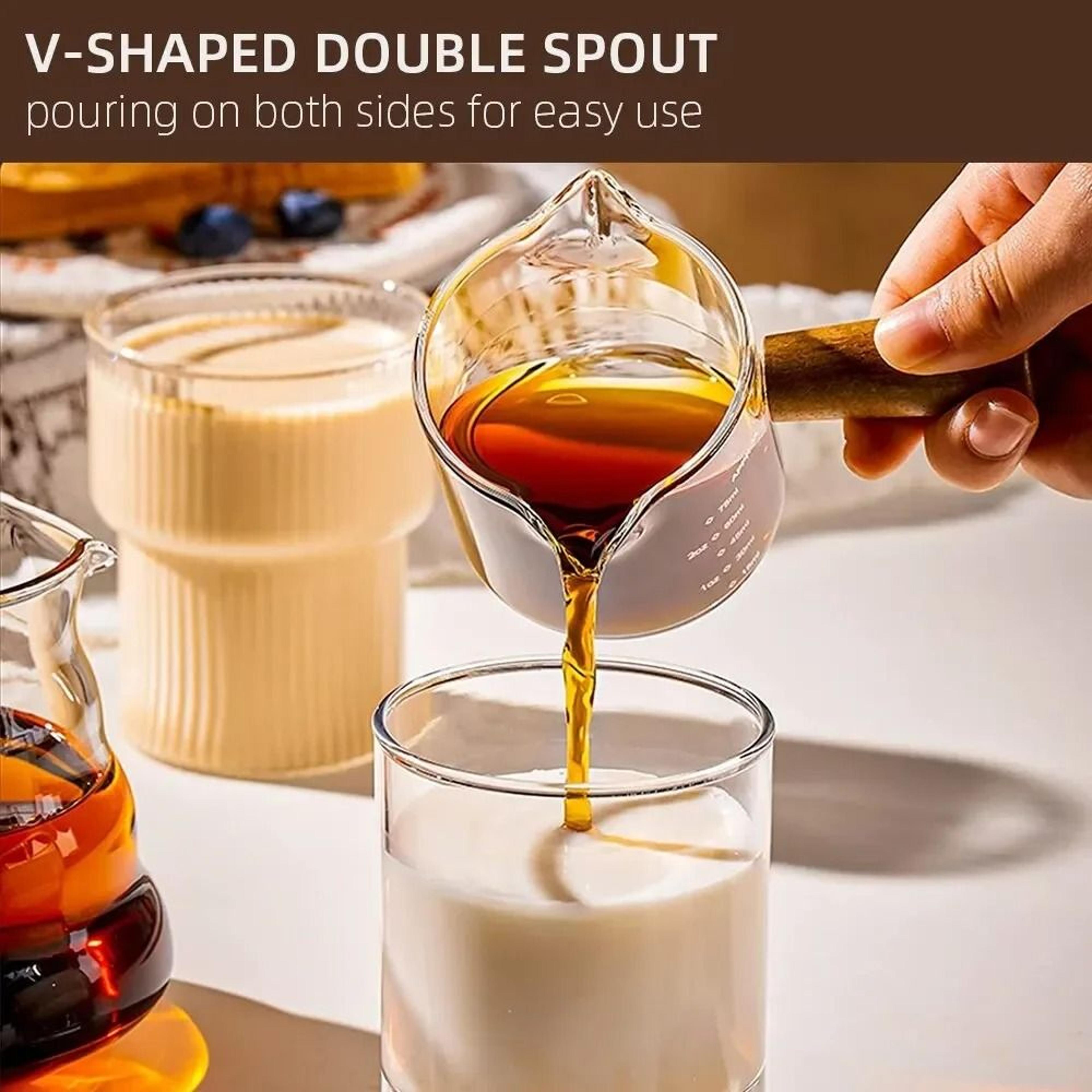 Glass Measuring Cup With Wooden Handle  75ml Espresso Shot Cup And Milk Measuring Mug For Coffee An 2
