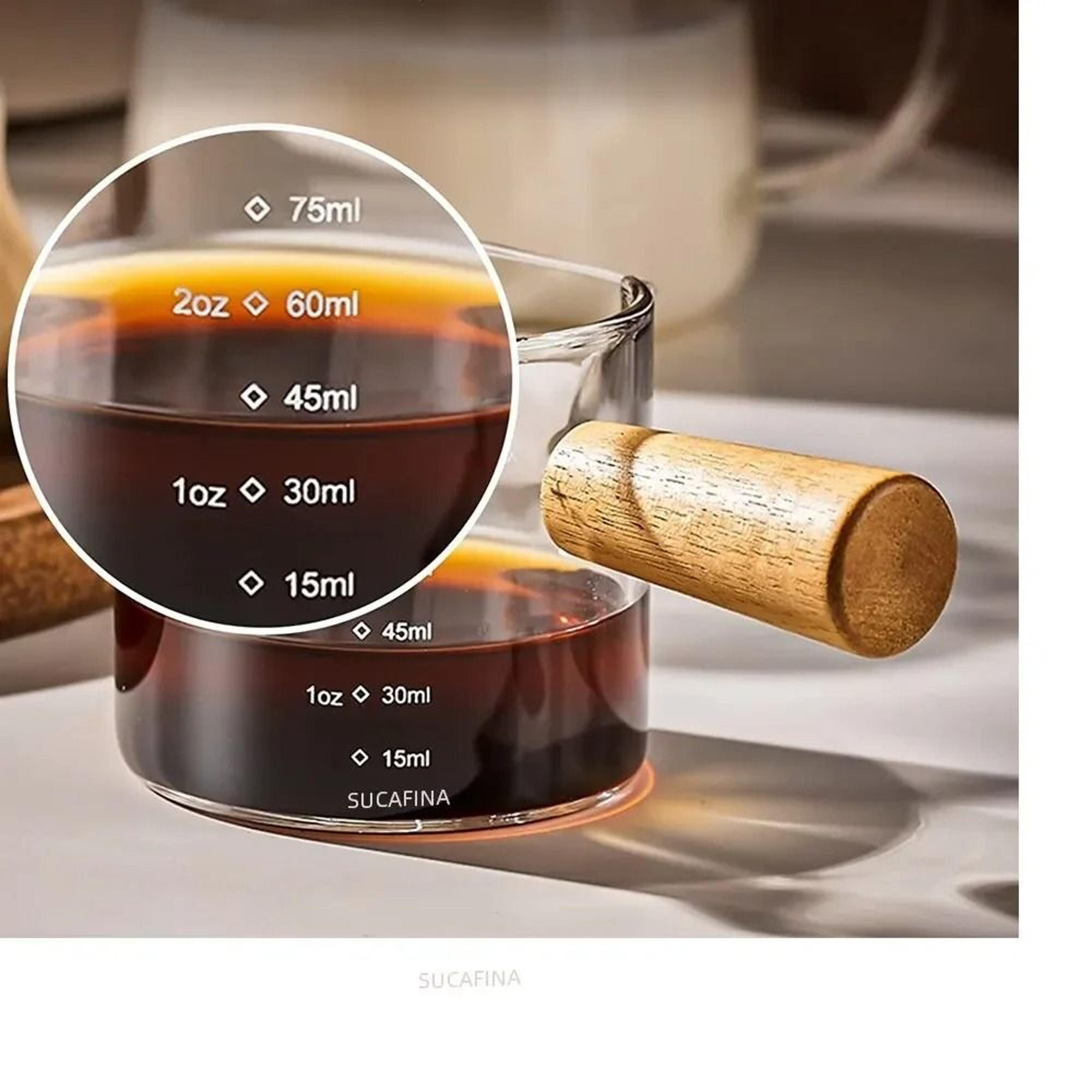 Glass Measuring Cup With Wooden Handle  75ml Espresso Shot Cup And Milk Measuring Mug For Coffee An 3