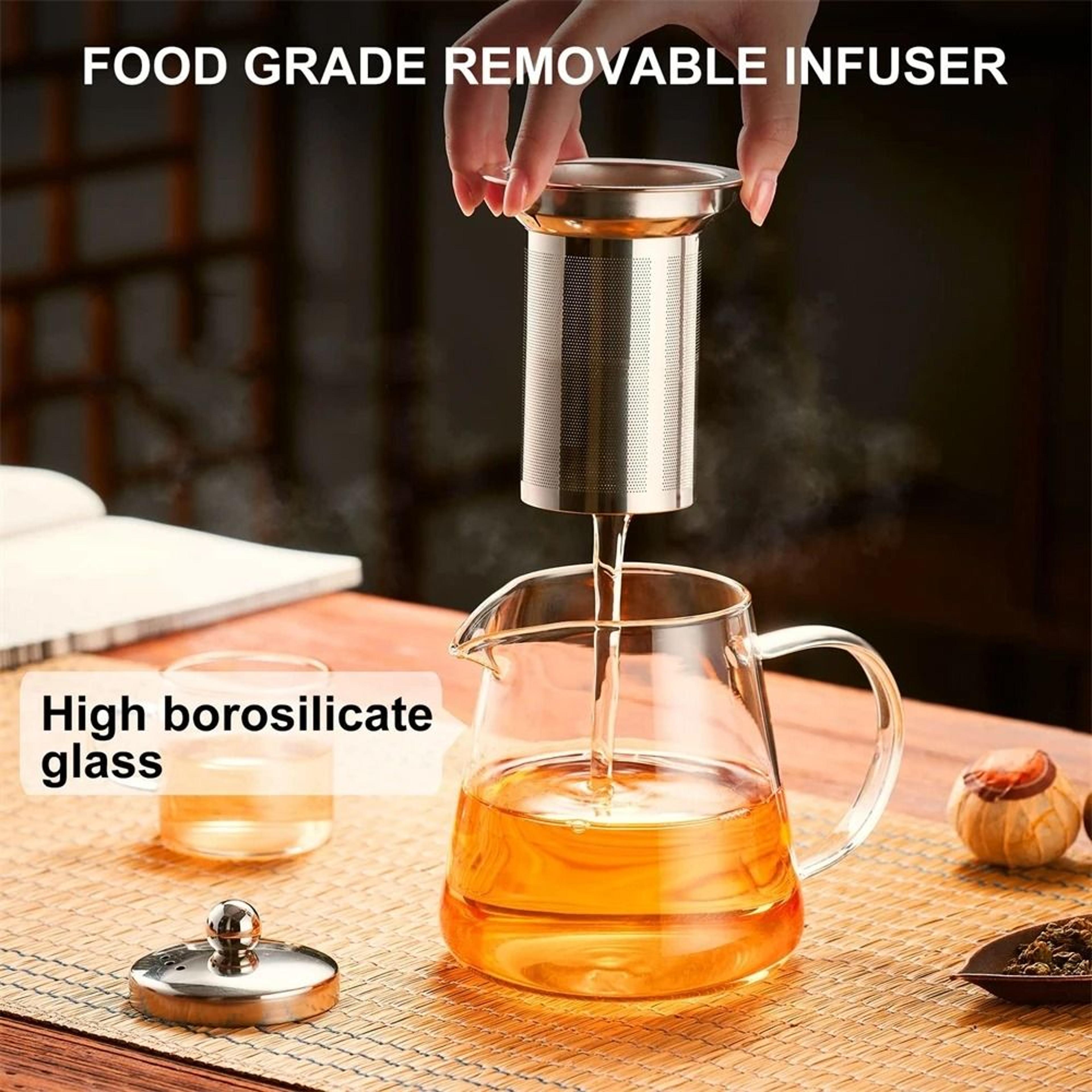 Glass Teapot With Stainless Steel Infuser  HeatResistant Borosilicate Tea Kettle For Loose Leaf And 2