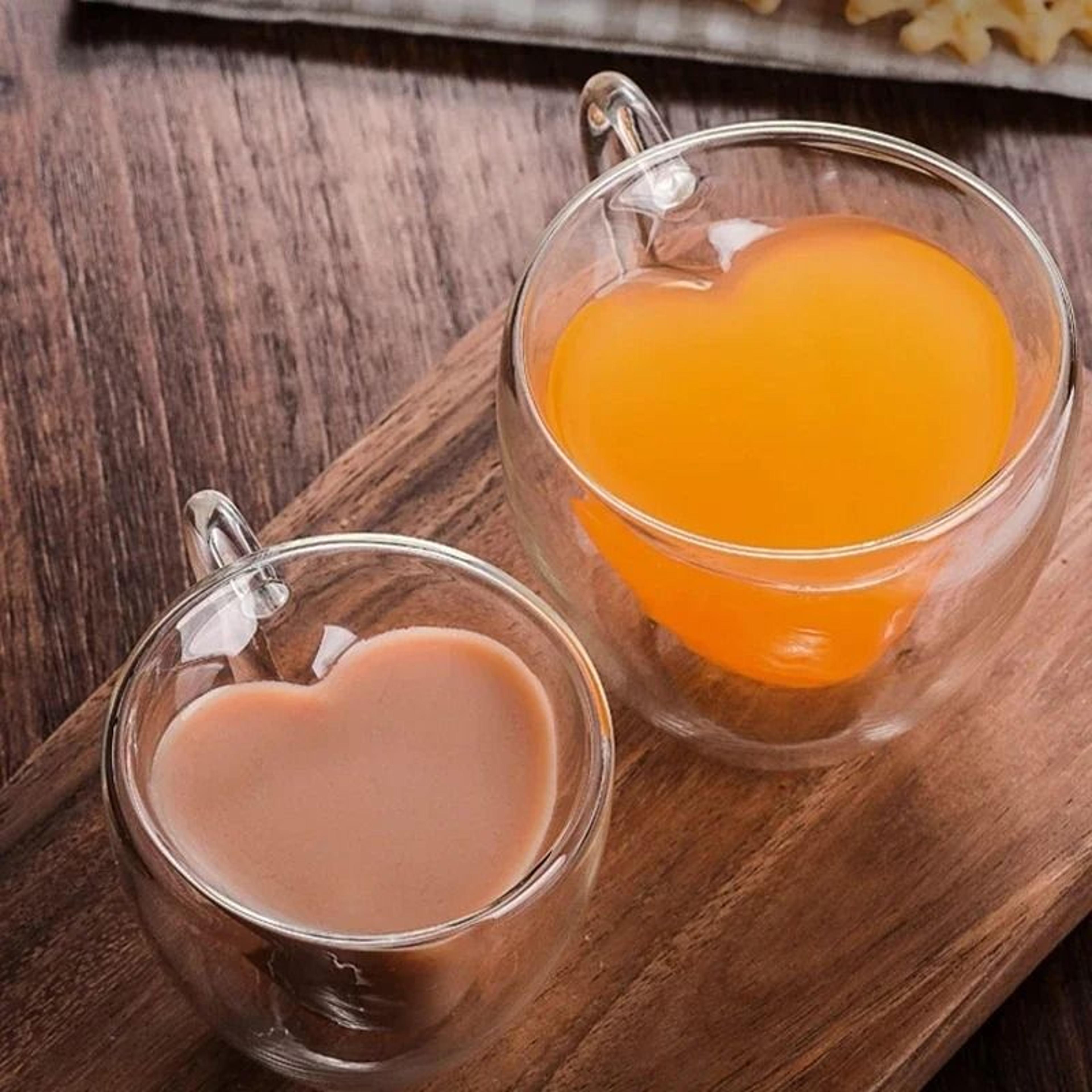 DoubleLayer Heart Glass Cup  Romantic Insulated Tea And Coffee Mug With Handle 2