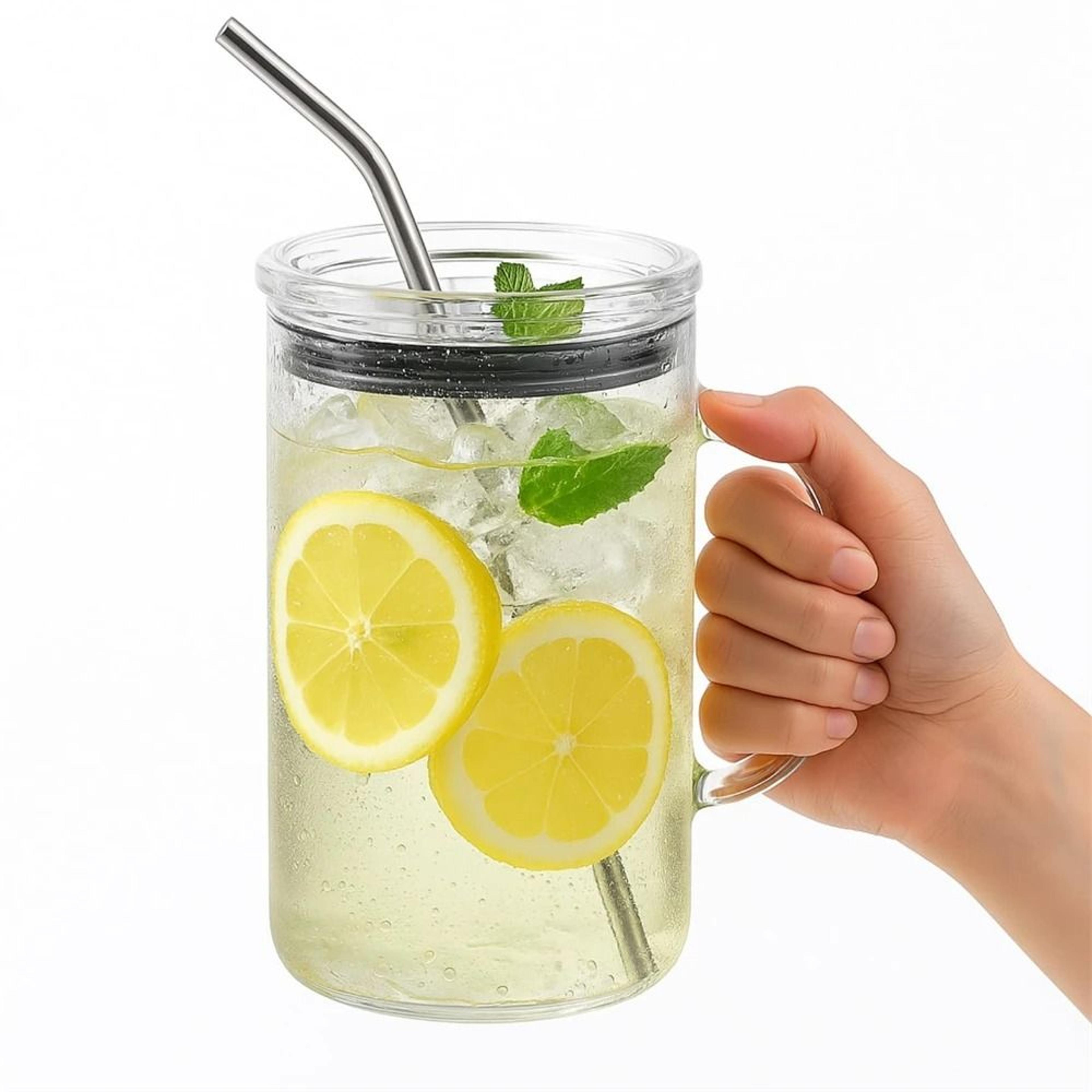 large glass tumbler with straw and lid – 1000ml reusable iced coffee cup for hot and cold drinks