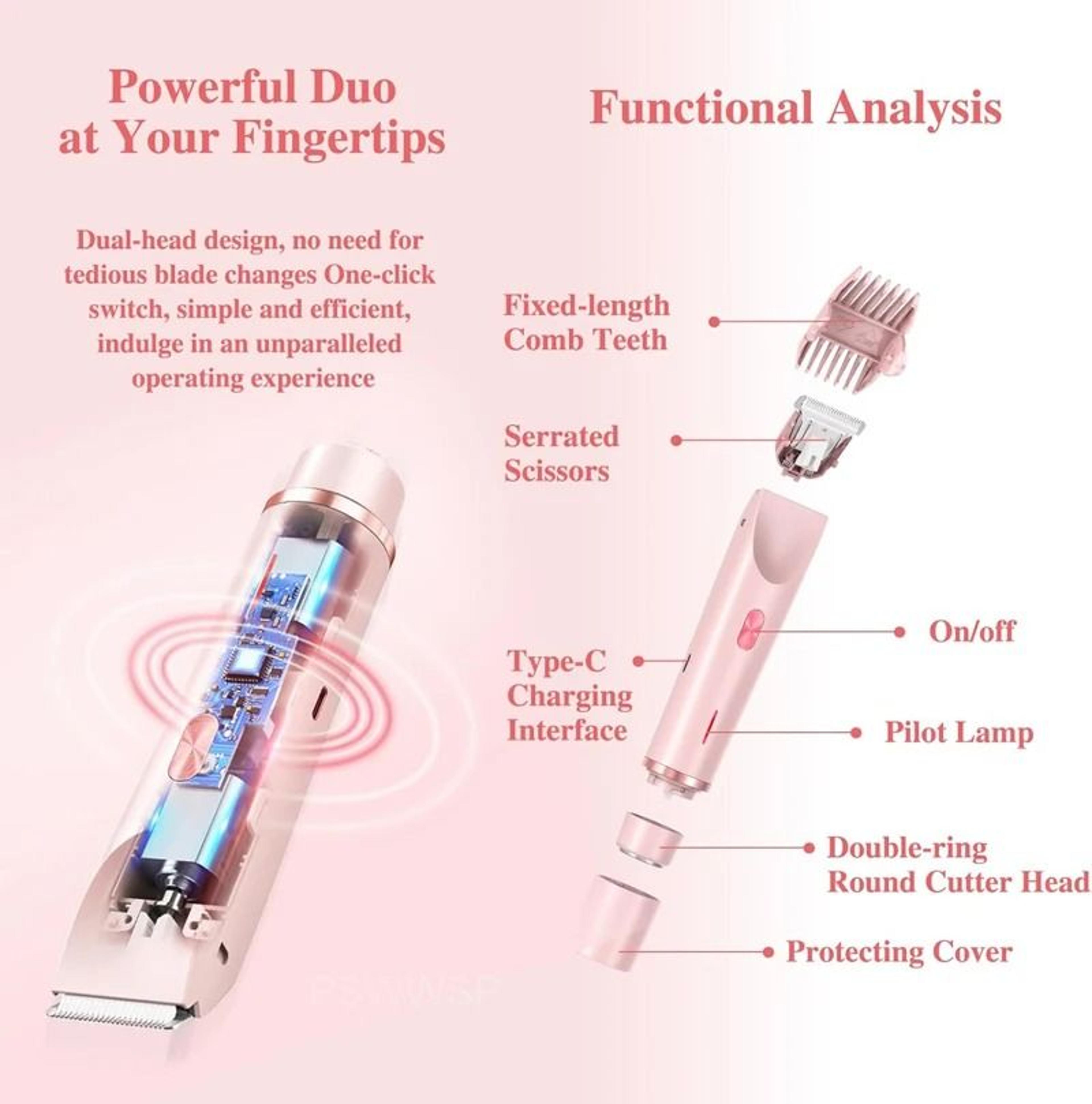 Electric Razor For Women Painless 2 In 1 Body And Facial Hair Remover 3