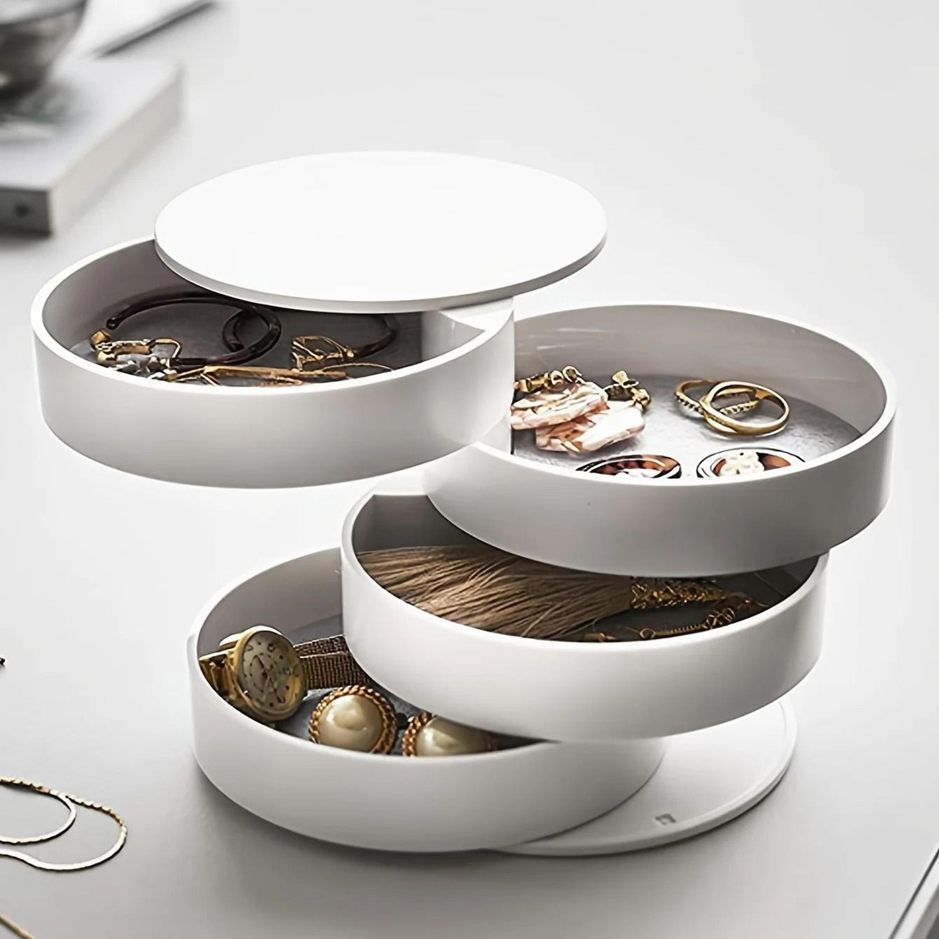 Rotating Multi Layer Desktop Storage Box With Lid 0