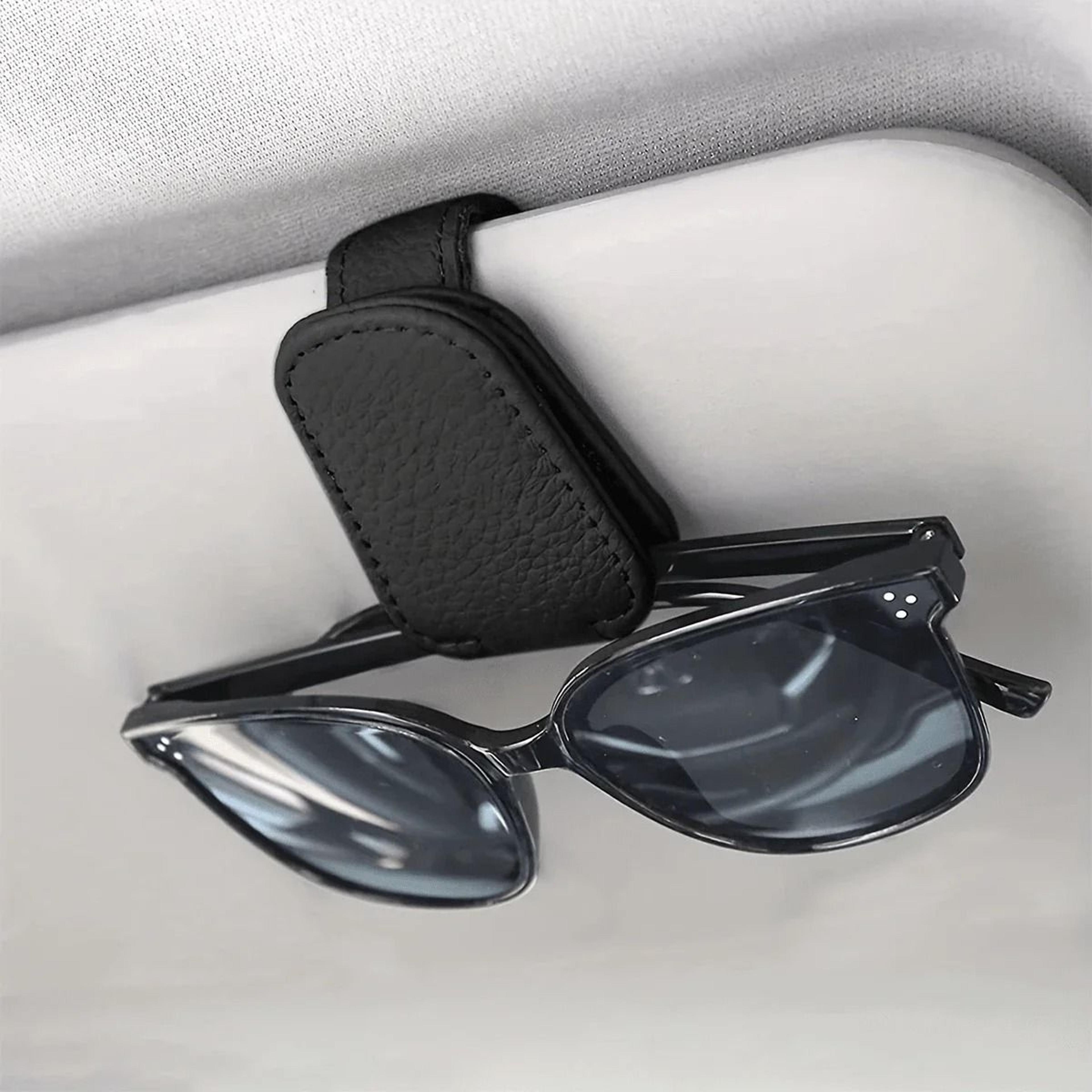 Magnetic Leather Sunglasses Clip For Car Visor 0